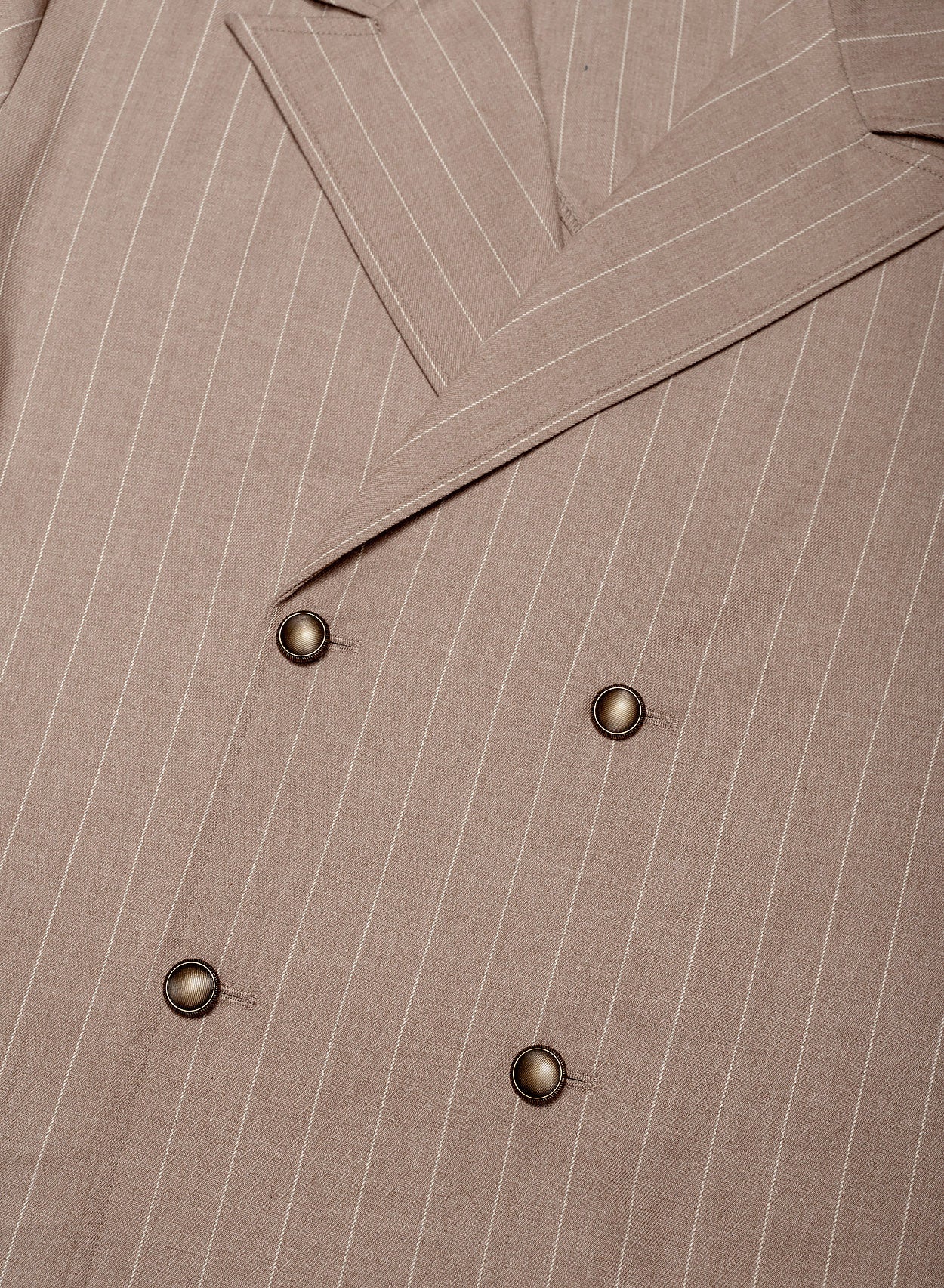 Beige Double Breasted Pinstripe Shirt - Image 4