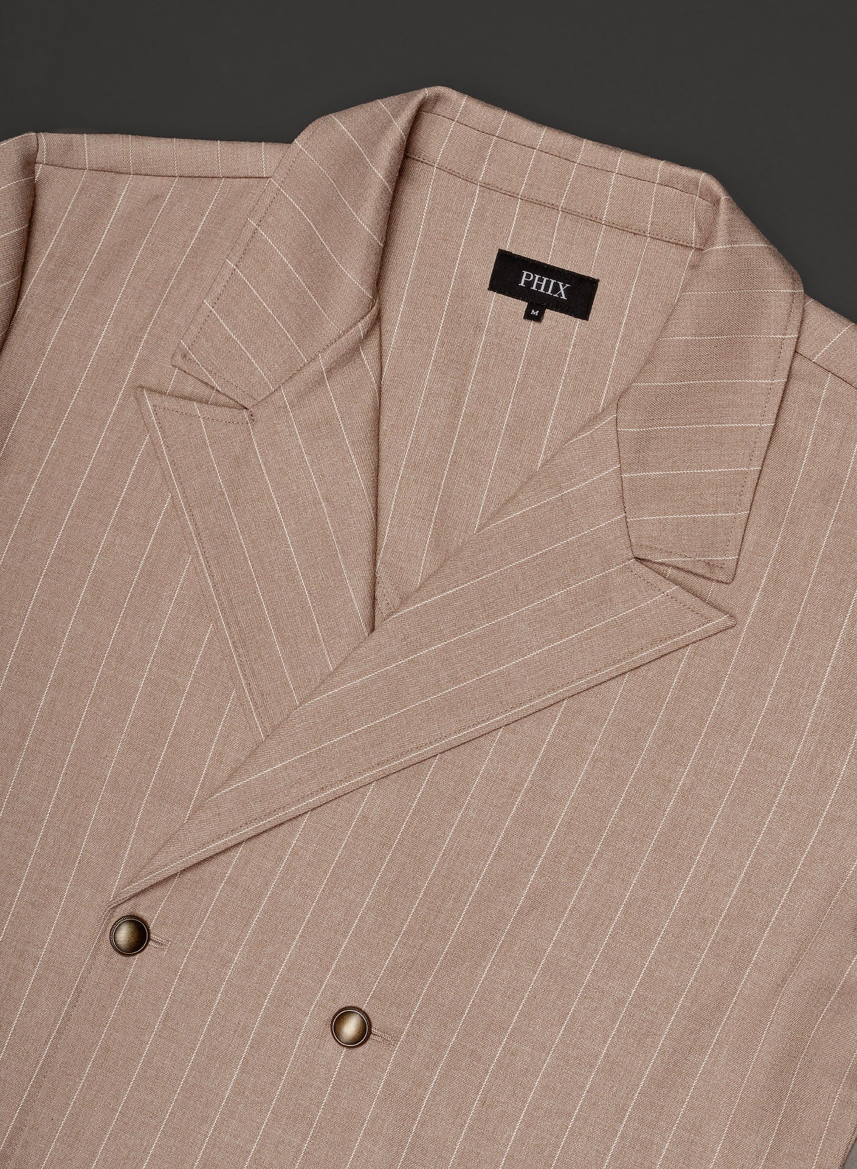 Beige Double Breasted Pinstripe Shirt - Image 6