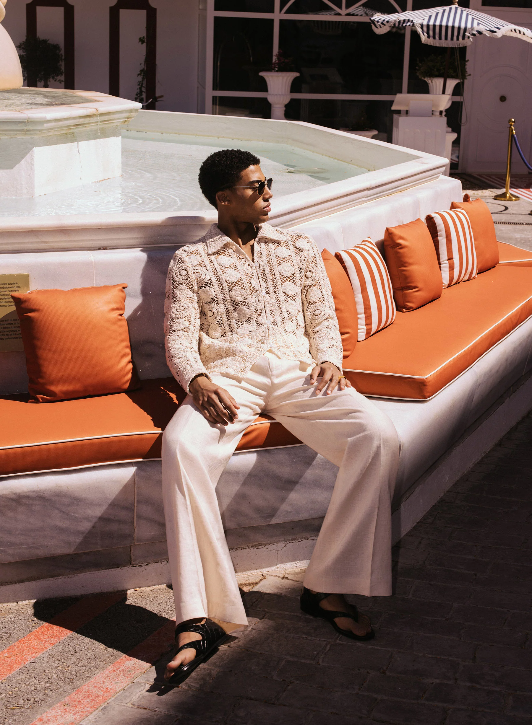 Off-White Long Sleeve Circular Crochet Shirt - Image 4