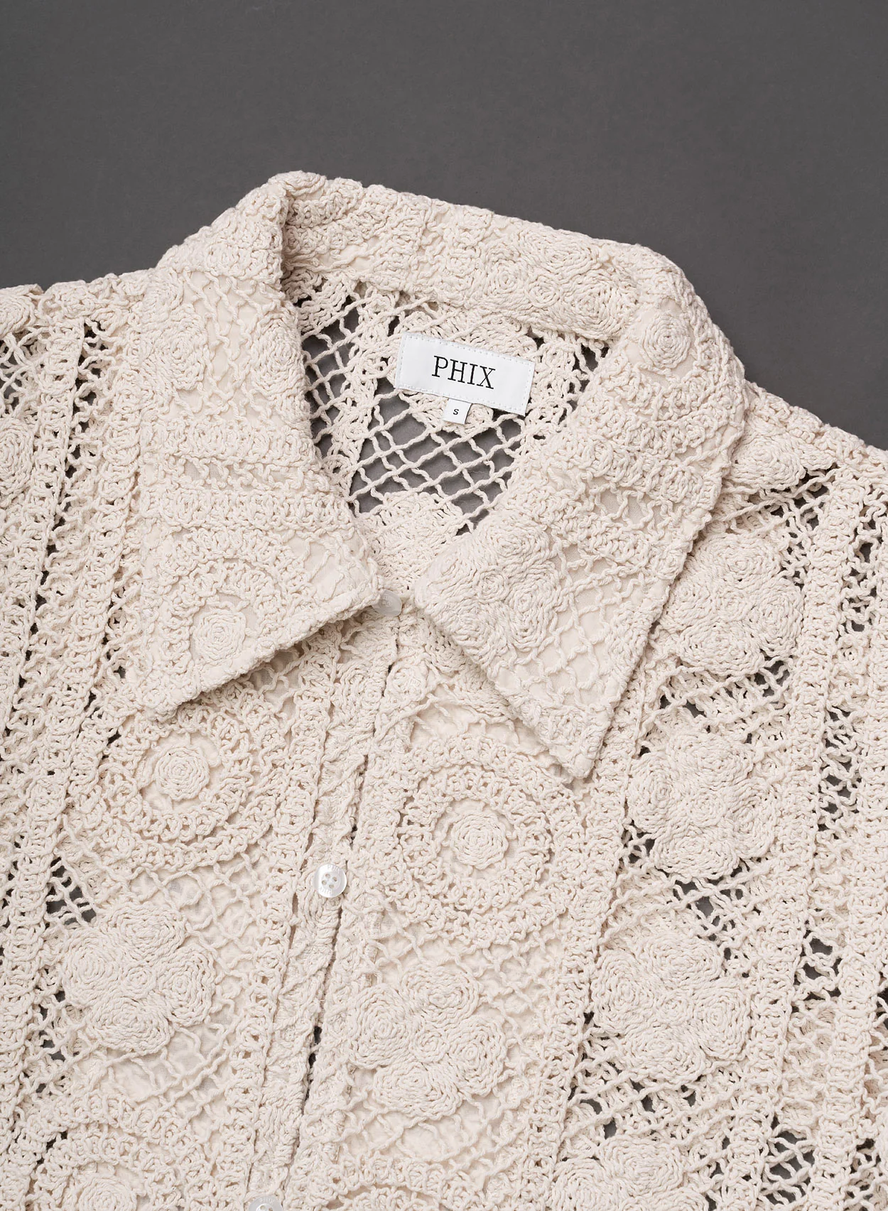 Off-White Long Sleeve Circular Crochet Shirt - Image 7