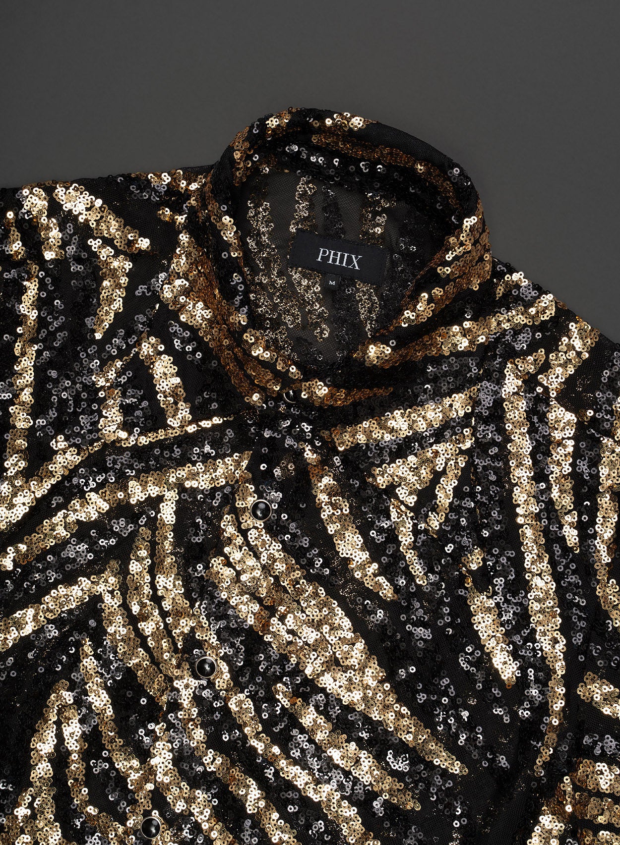 Black and Gold Zebra Sequin Embellished Shirt - Image 6