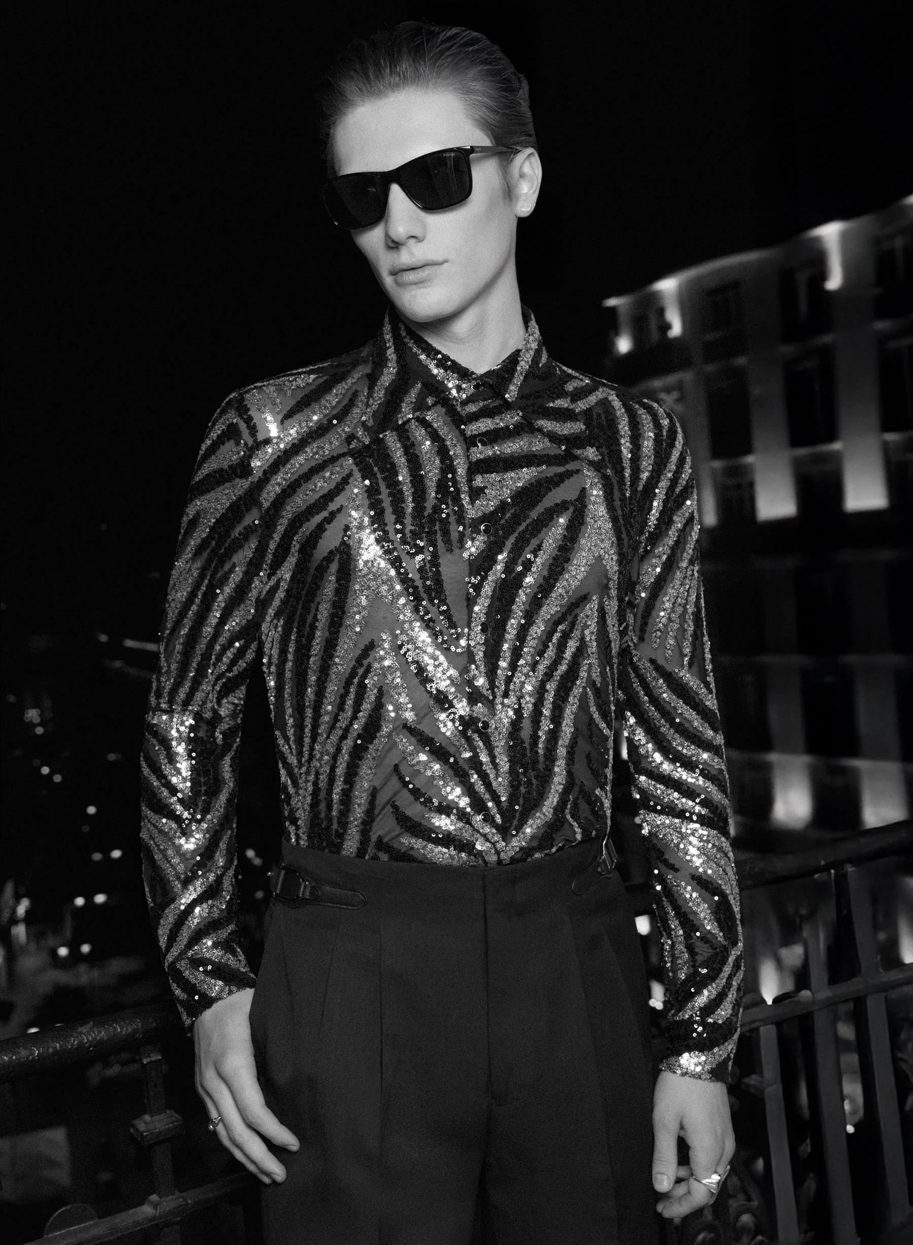 Black and Silver Zebra Sequin Embellished Shirt - Image 4