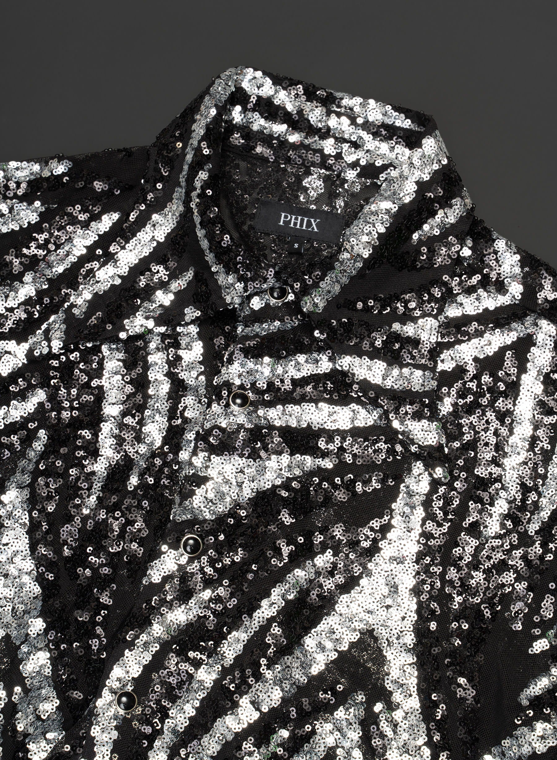 Black and Silver Zebra Sequin Embellished Shirt - Image 5