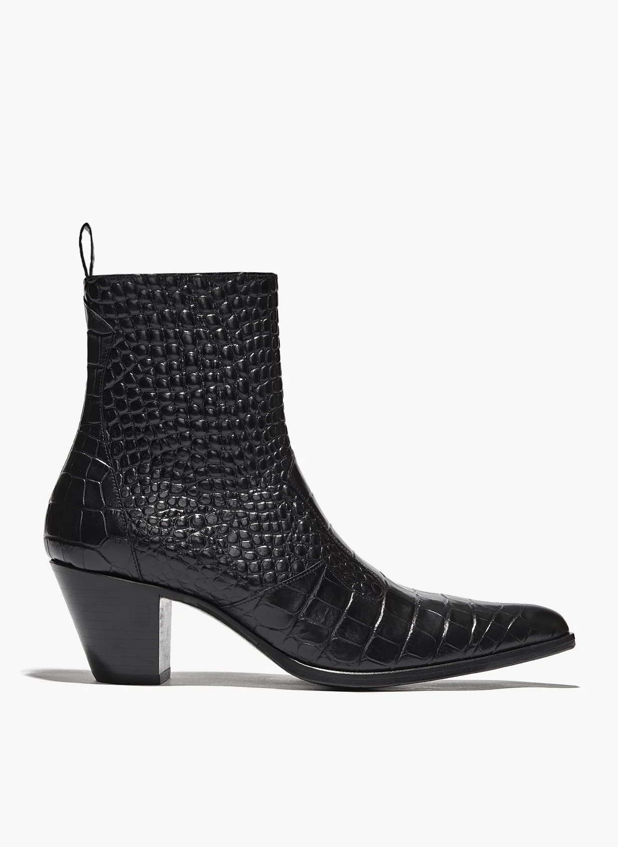Angie Black Croc Effect 60MM Leather Boot
