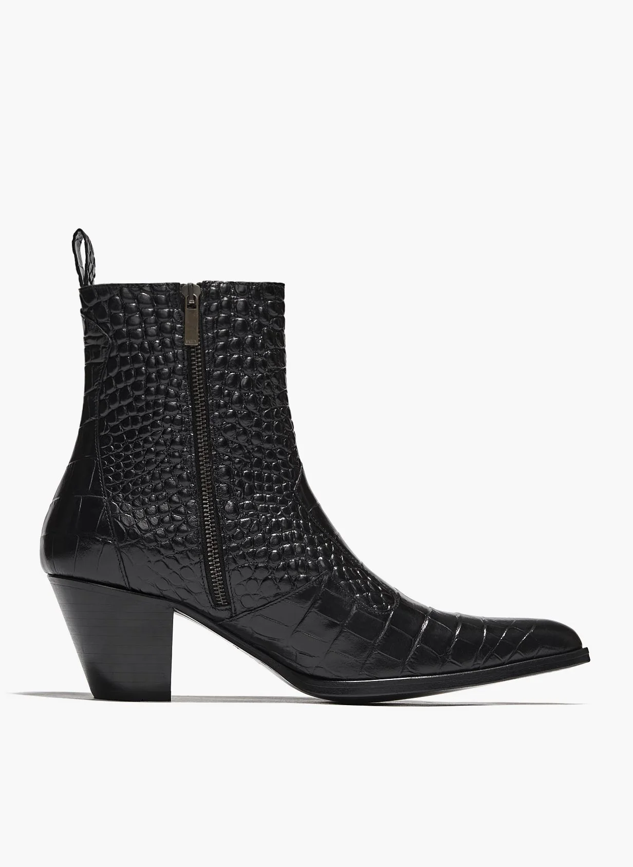 Angie Black Croc Effect 60MM Leather Boot - Image 2