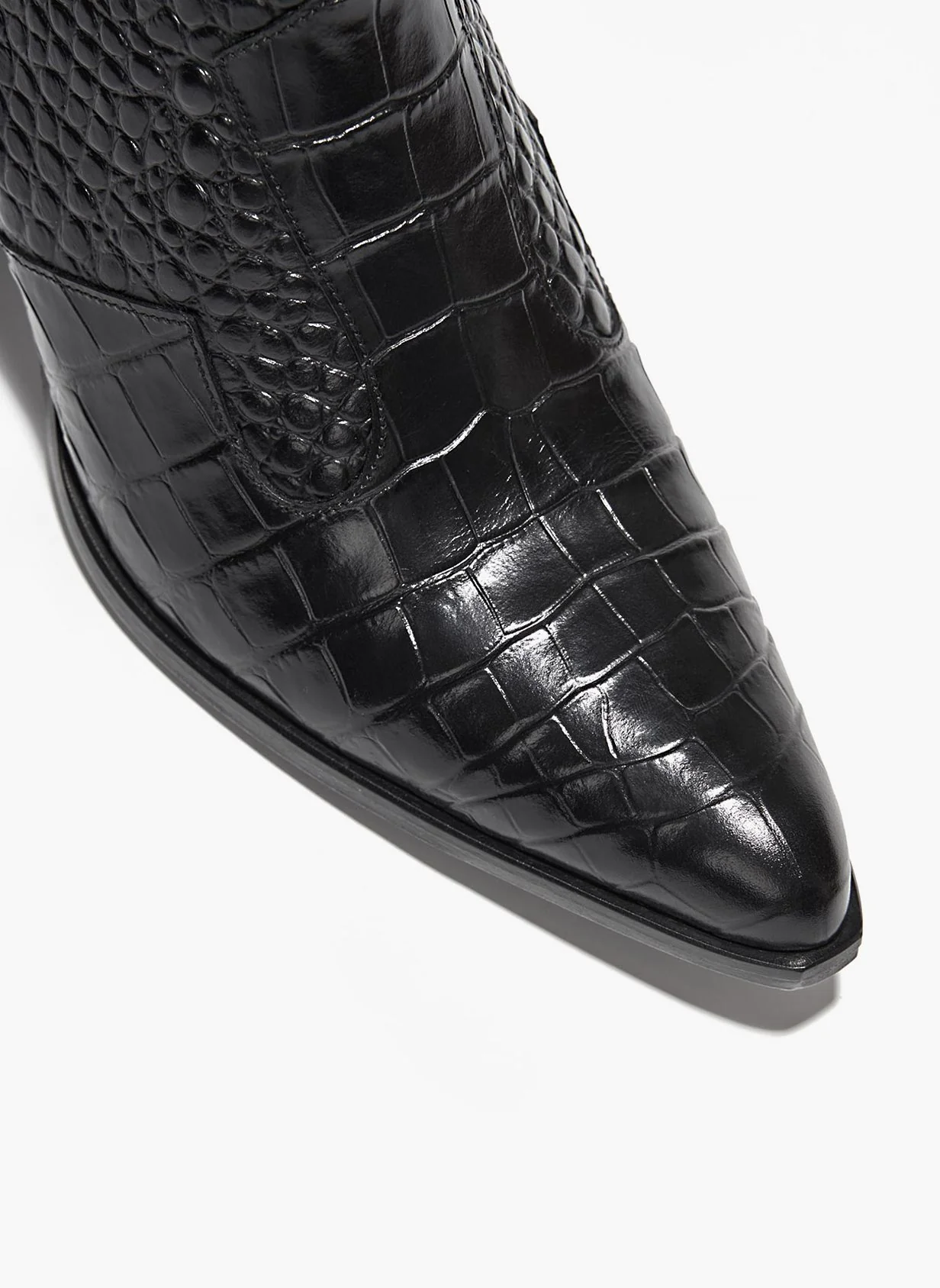 Angie Black Croc Effect 60MM Leather Boot - Image 4