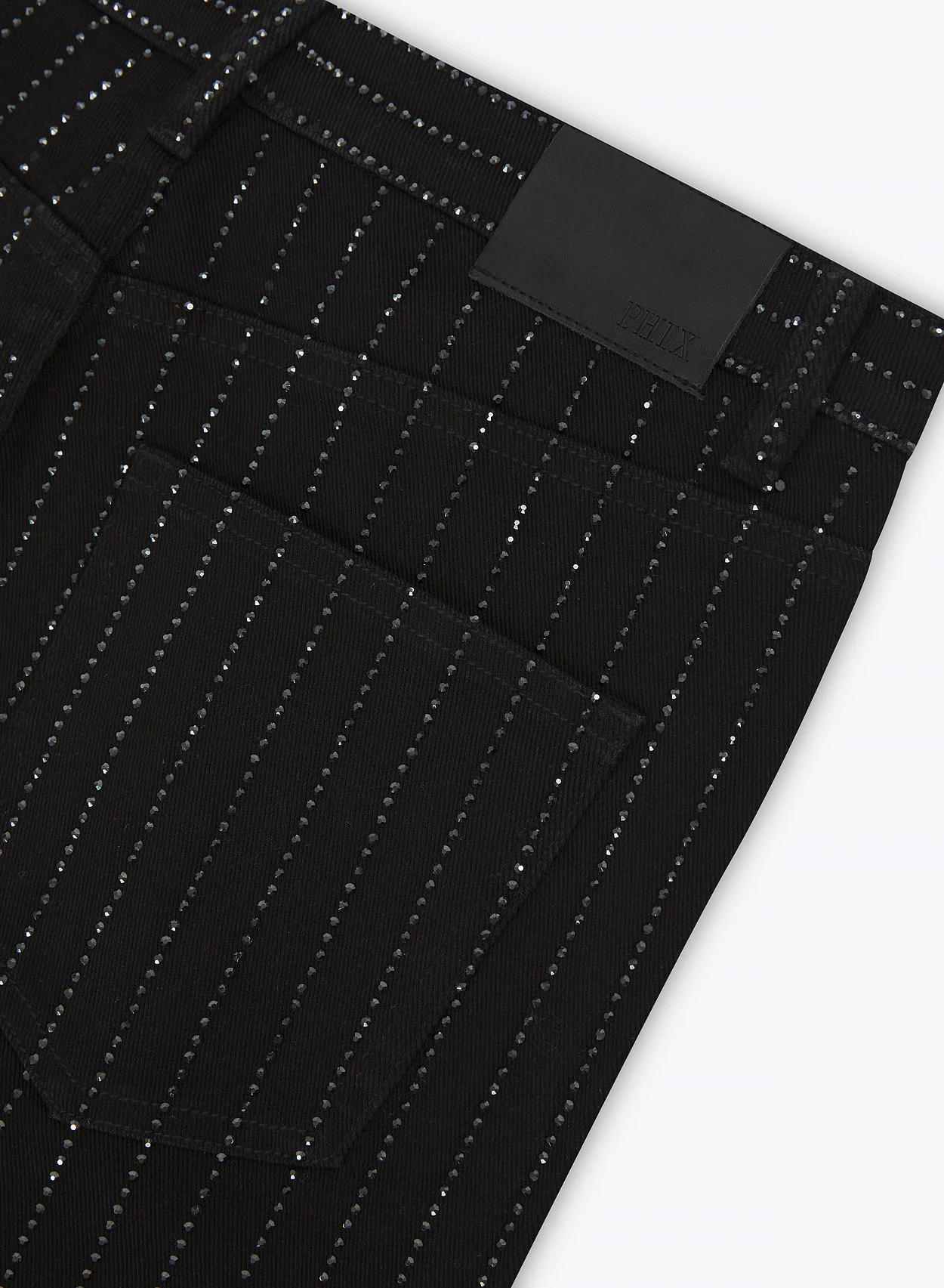 Black Diamante Pin Stripe Denim Flare Jeans - Image 5