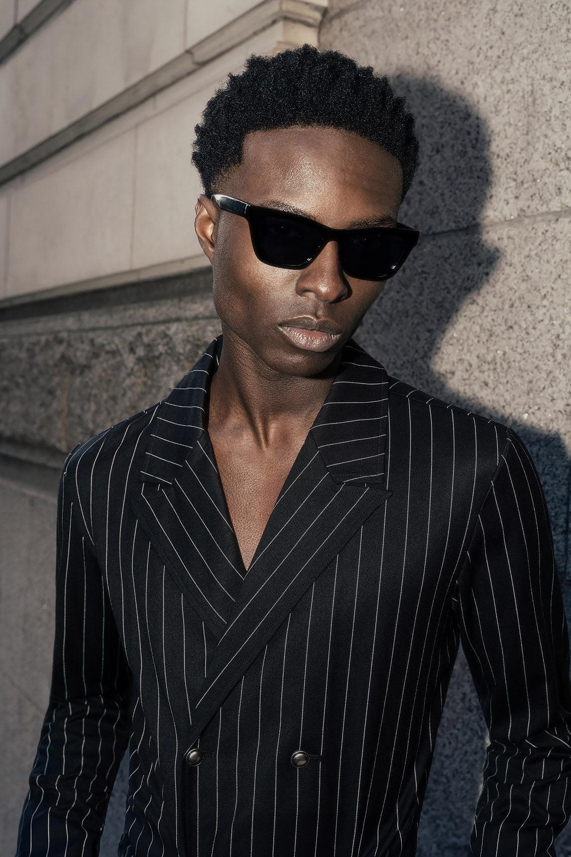 Black Double Breasted Pinstripe Shirt - Image 4