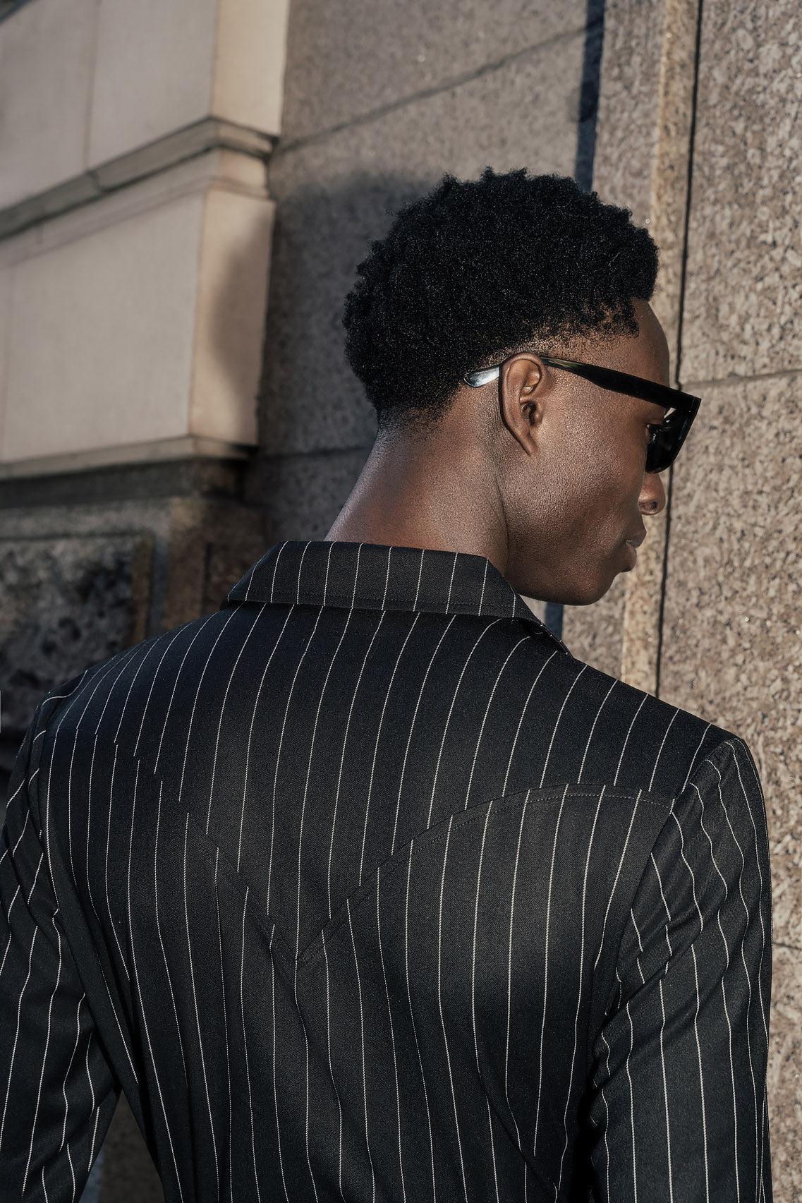 Black Double Breasted Pinstripe Shirt - Image 7