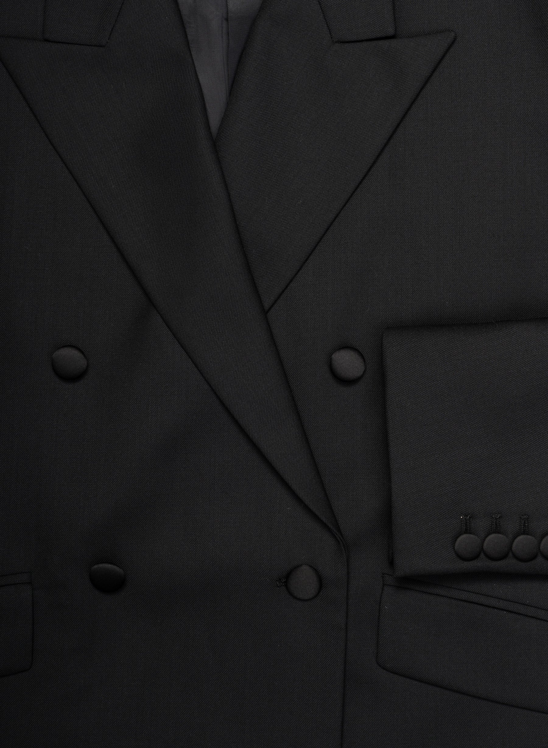 Black Double Breasted Wool Blazer - Image 10