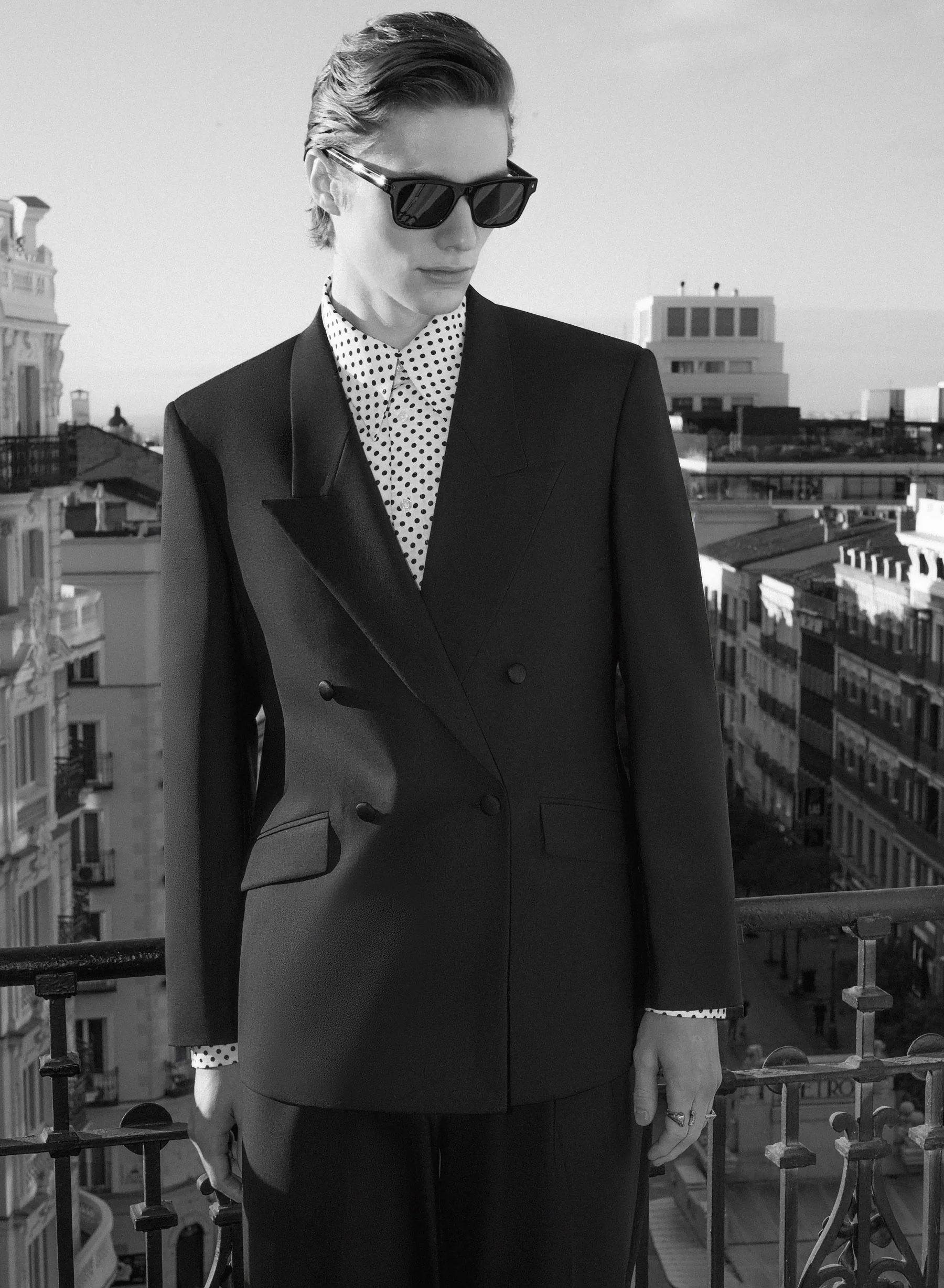 Black Double Breasted Wool Blazer - Image 2