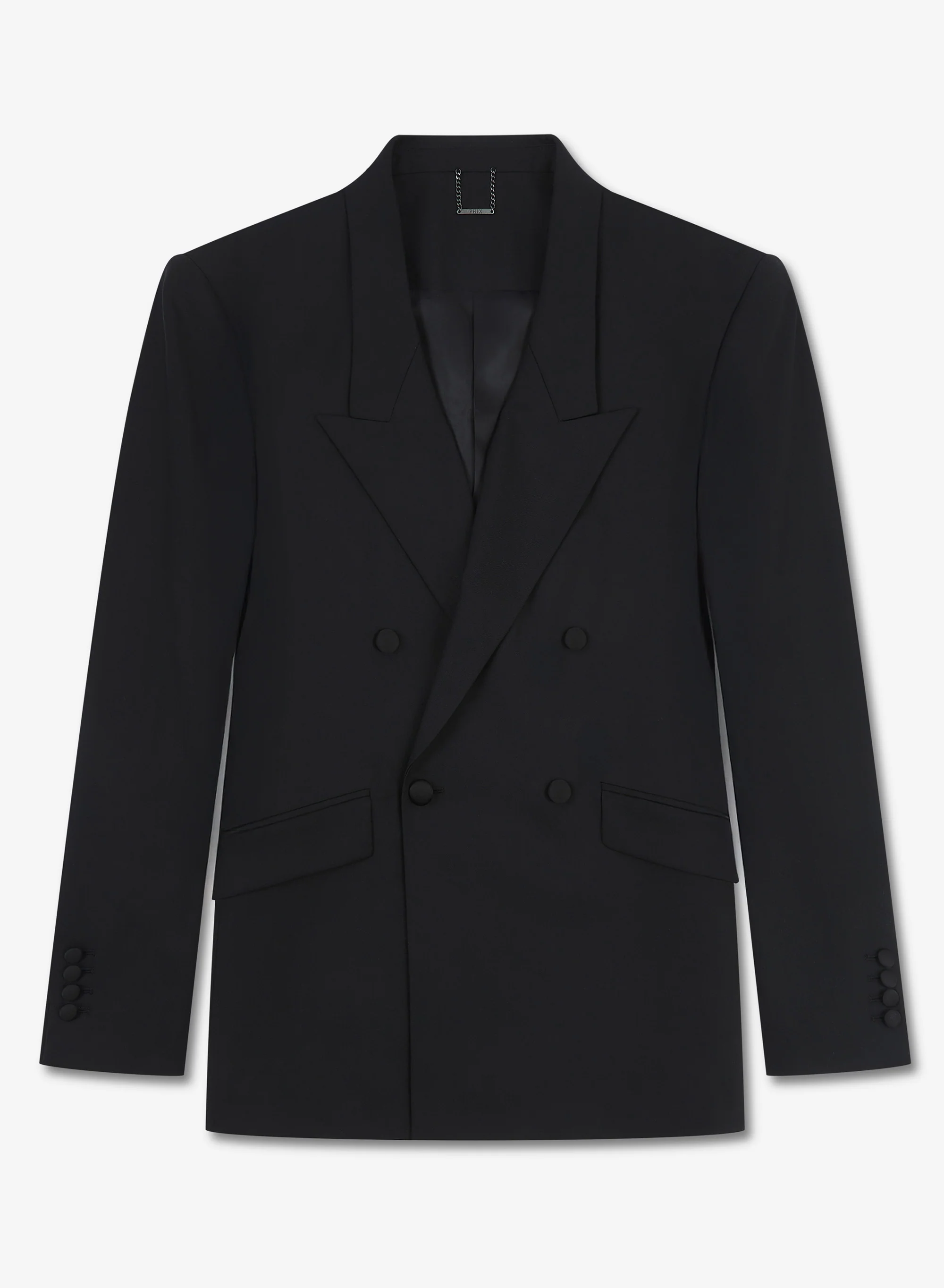 Black Double Breasted Wool Blazer - Image 3