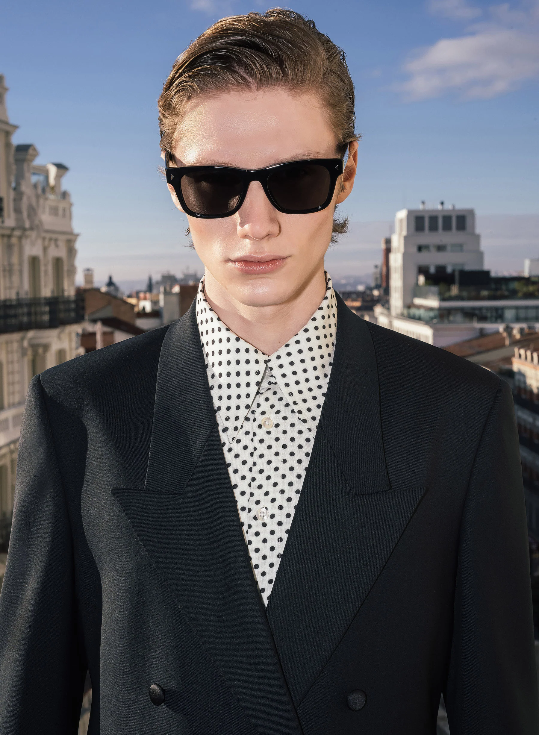 Black Double Breasted Wool Blazer - Image 4