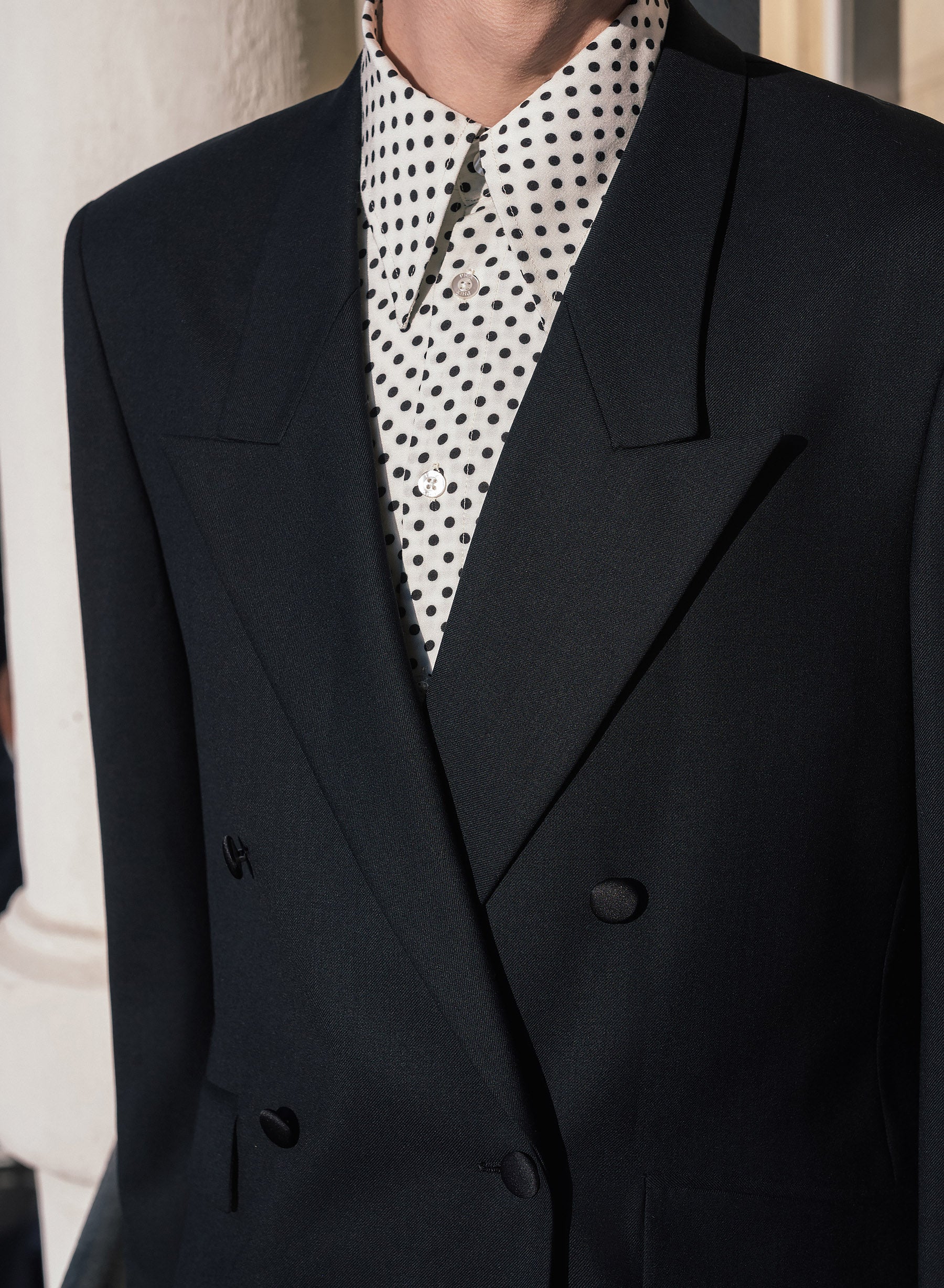 Black Double Breasted Wool Blazer - Image 5