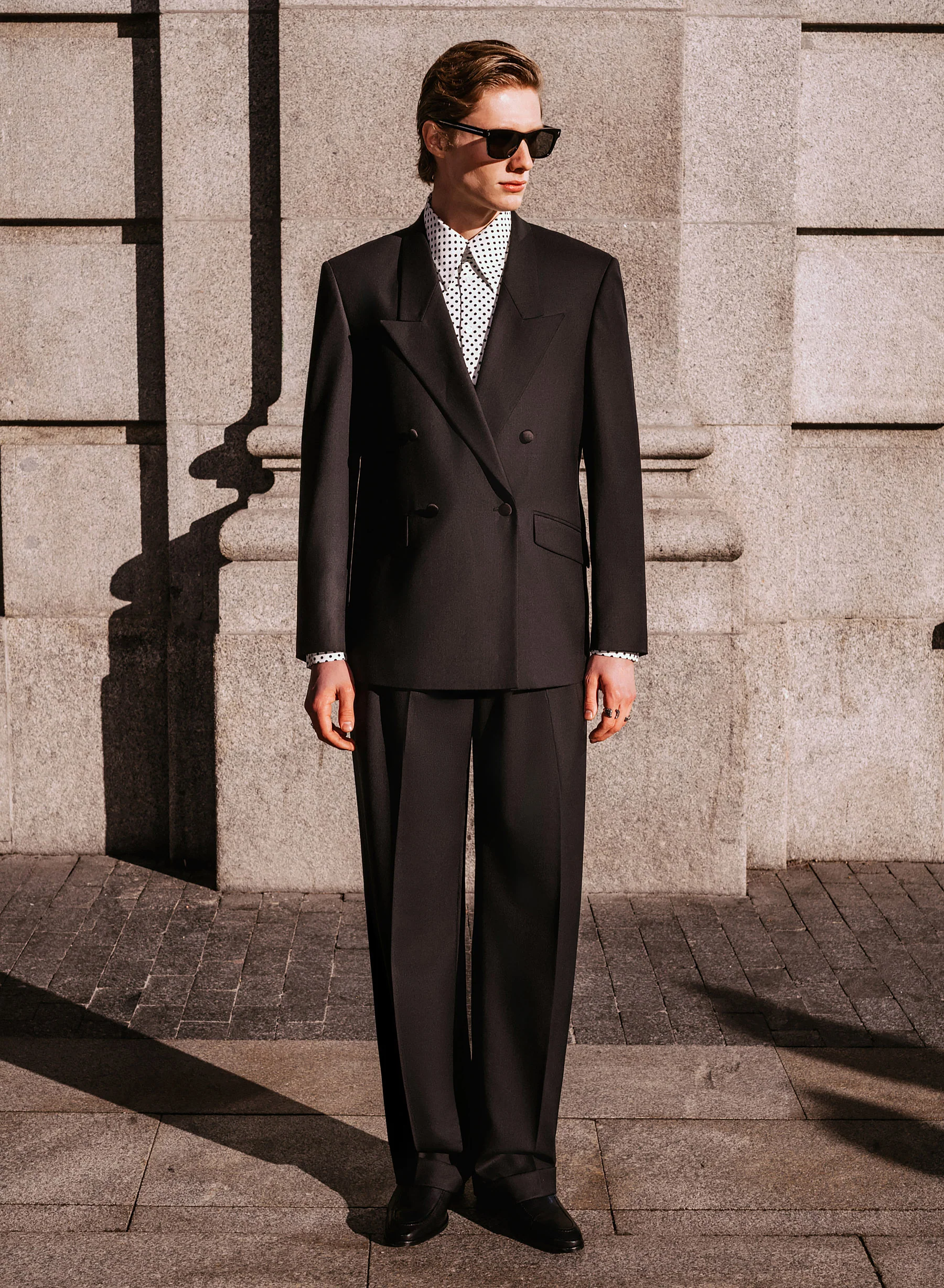 Black Double Breasted Wool Blazer - Image 6