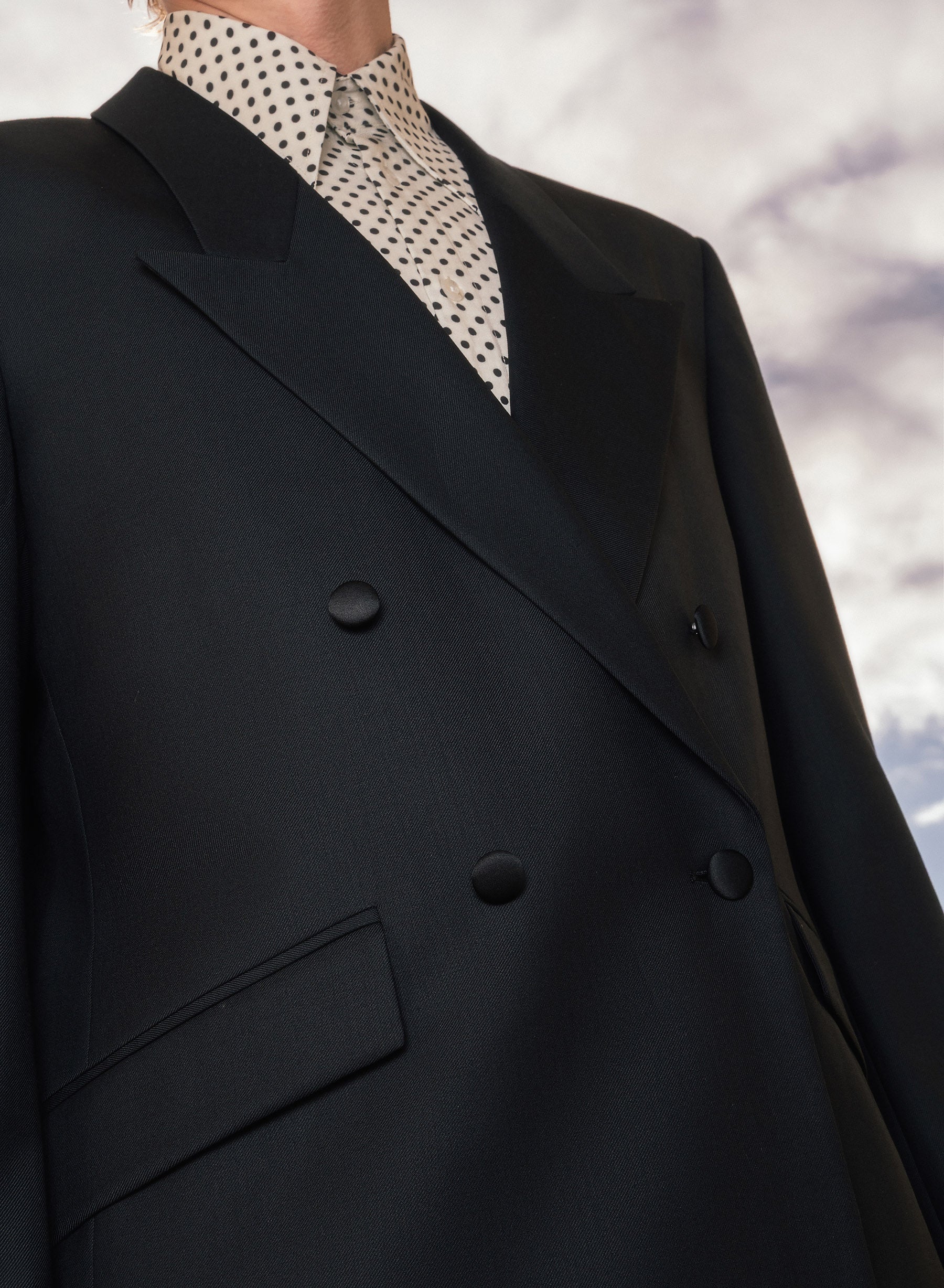 Black Double Breasted Wool Blazer - Image 8