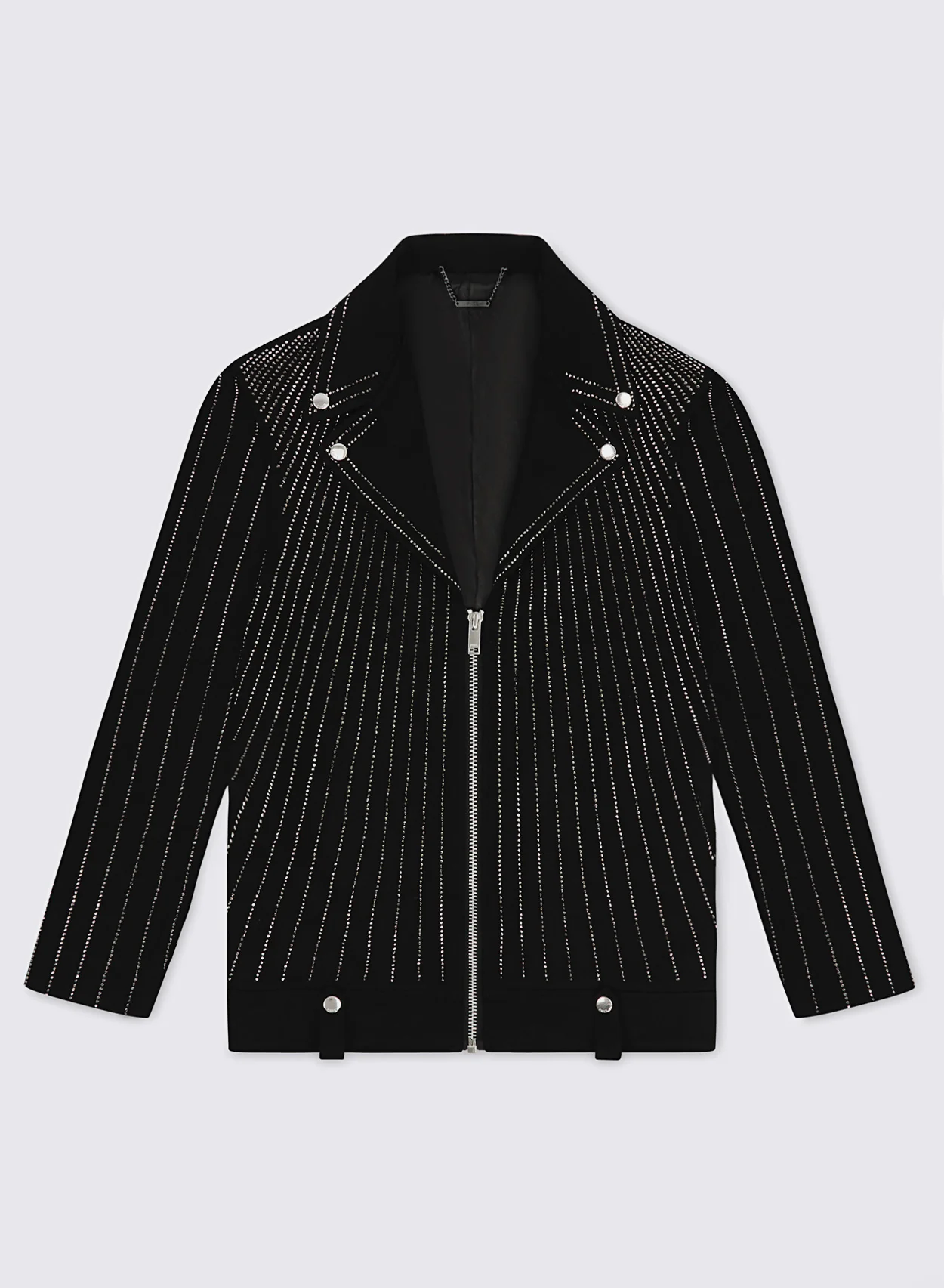 Black Embellished Rhinestone Biker Jacket - Image 4