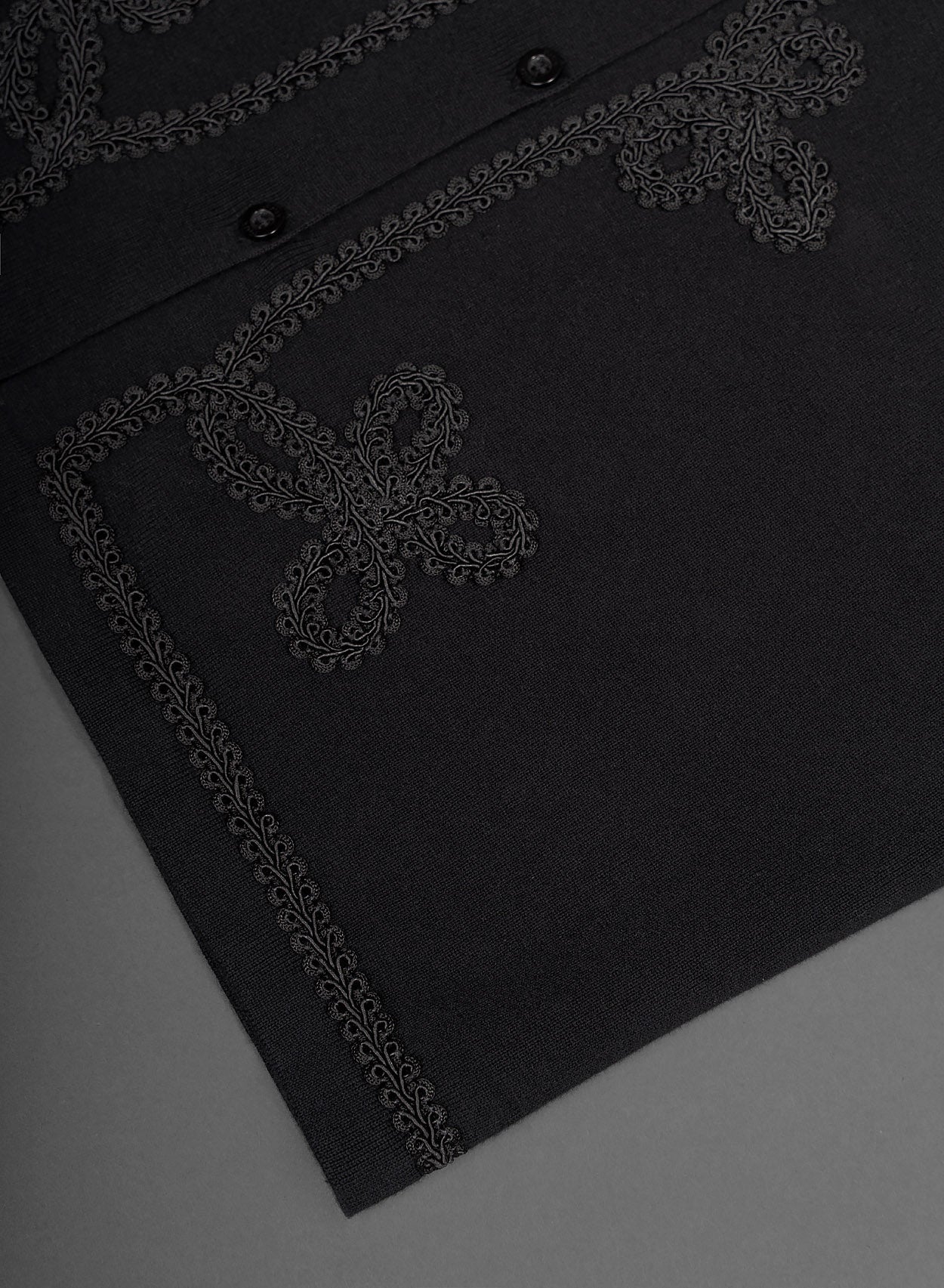 Black Embroidery Black Lace Knitted Cotton Polo - Image 5
