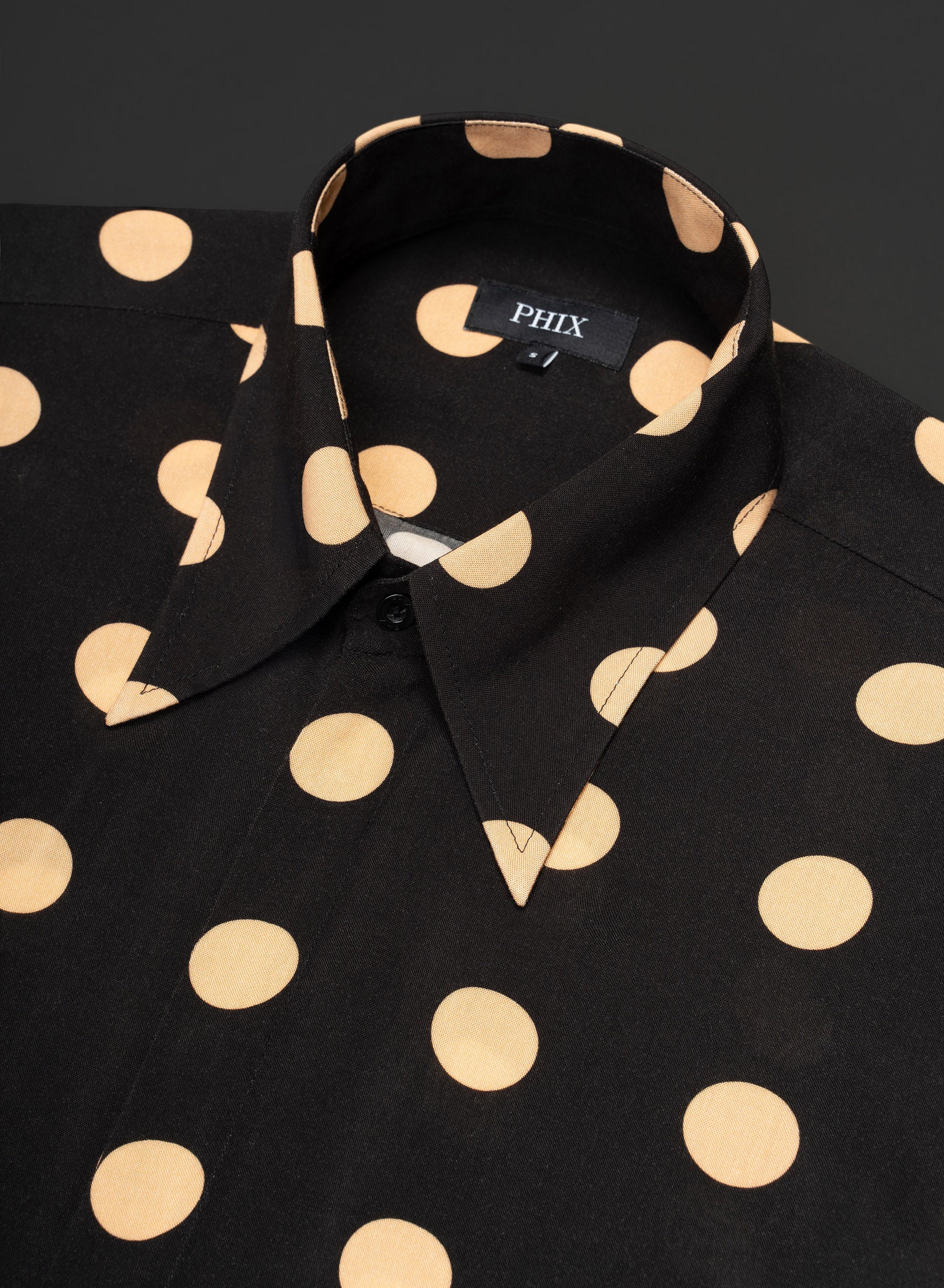 Black Polka Geometric Viscose Shirt - Image 6