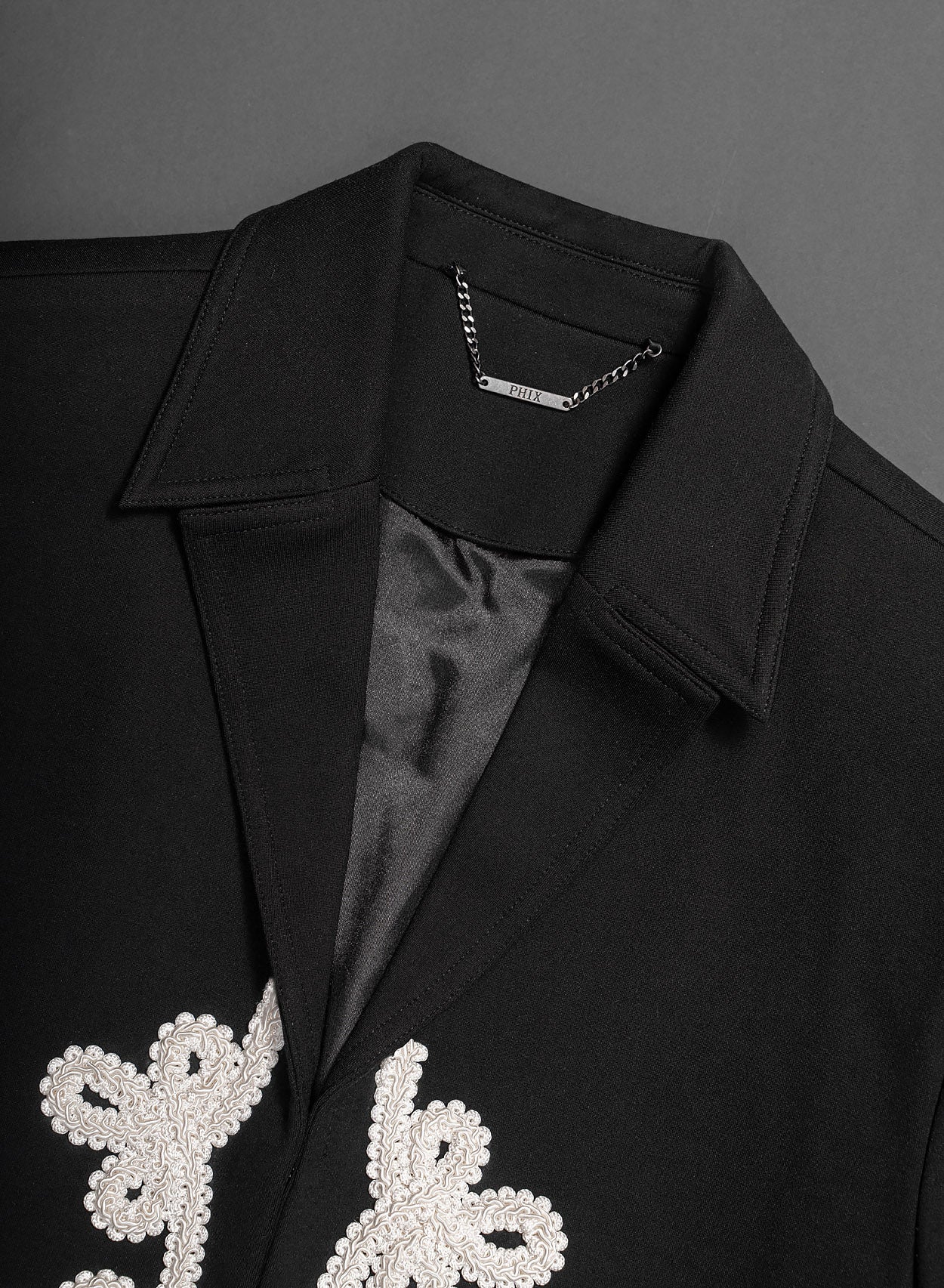 Black Cropped Lace Embroidery Jacket - Image 5