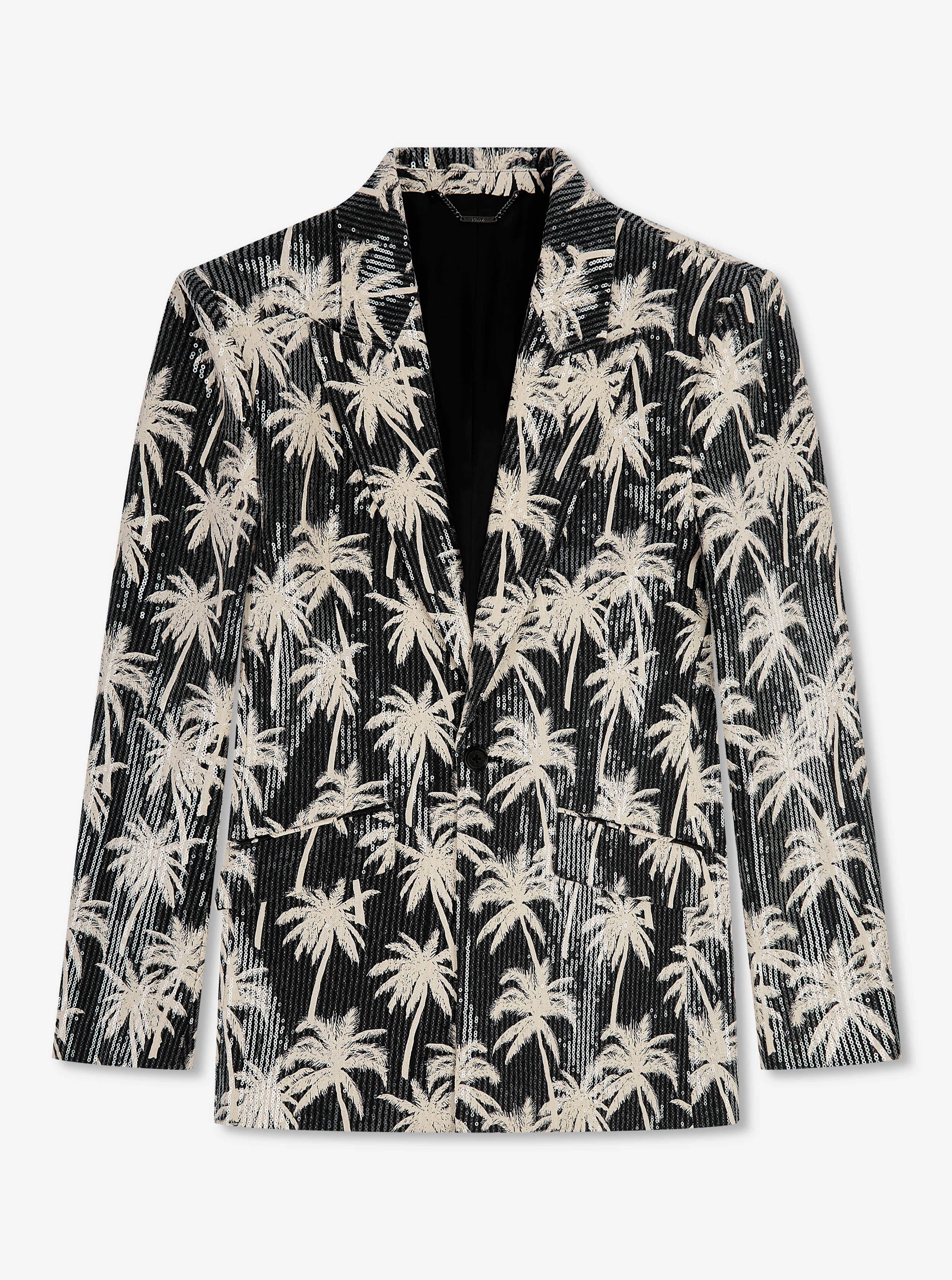 Black Linen Palm Sequin Blazer - Image 2