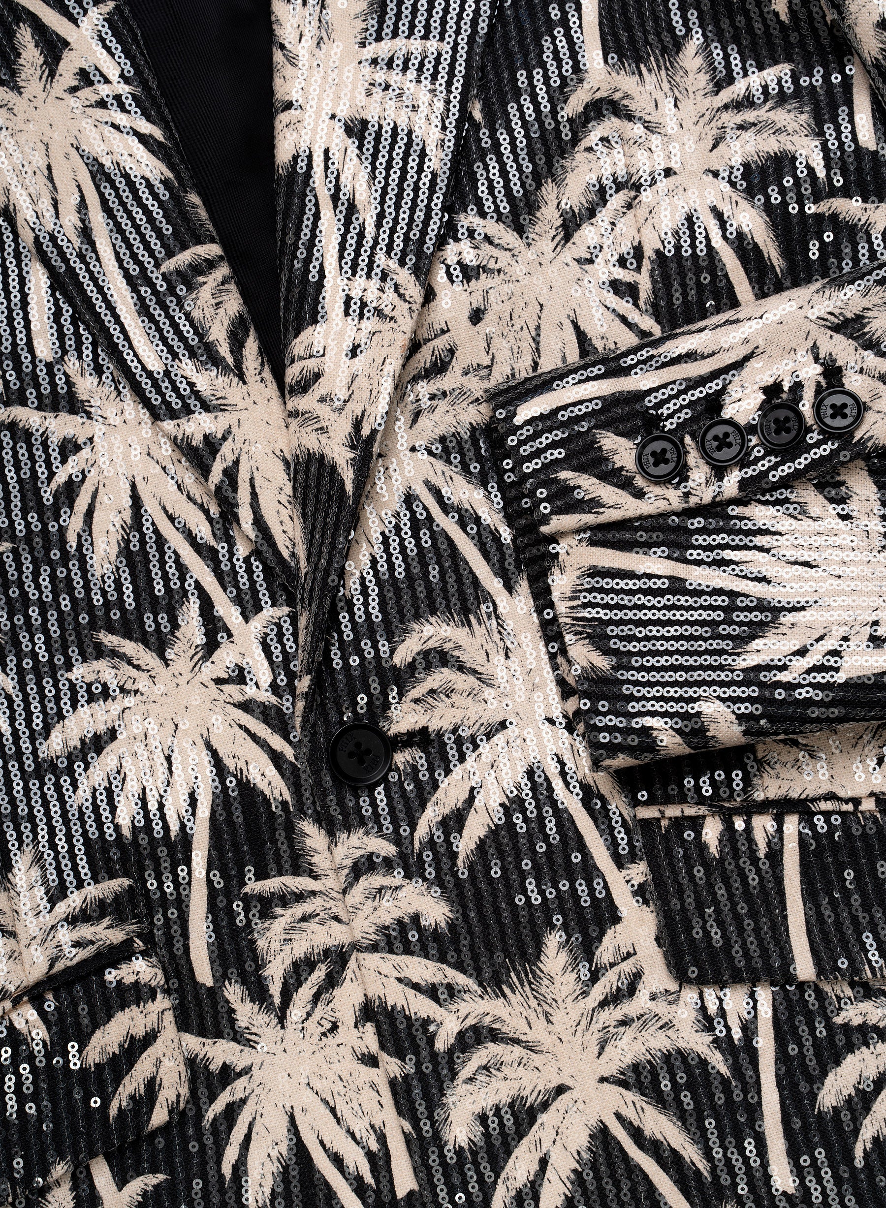 Black Linen Palm Sequin Blazer - Image 9