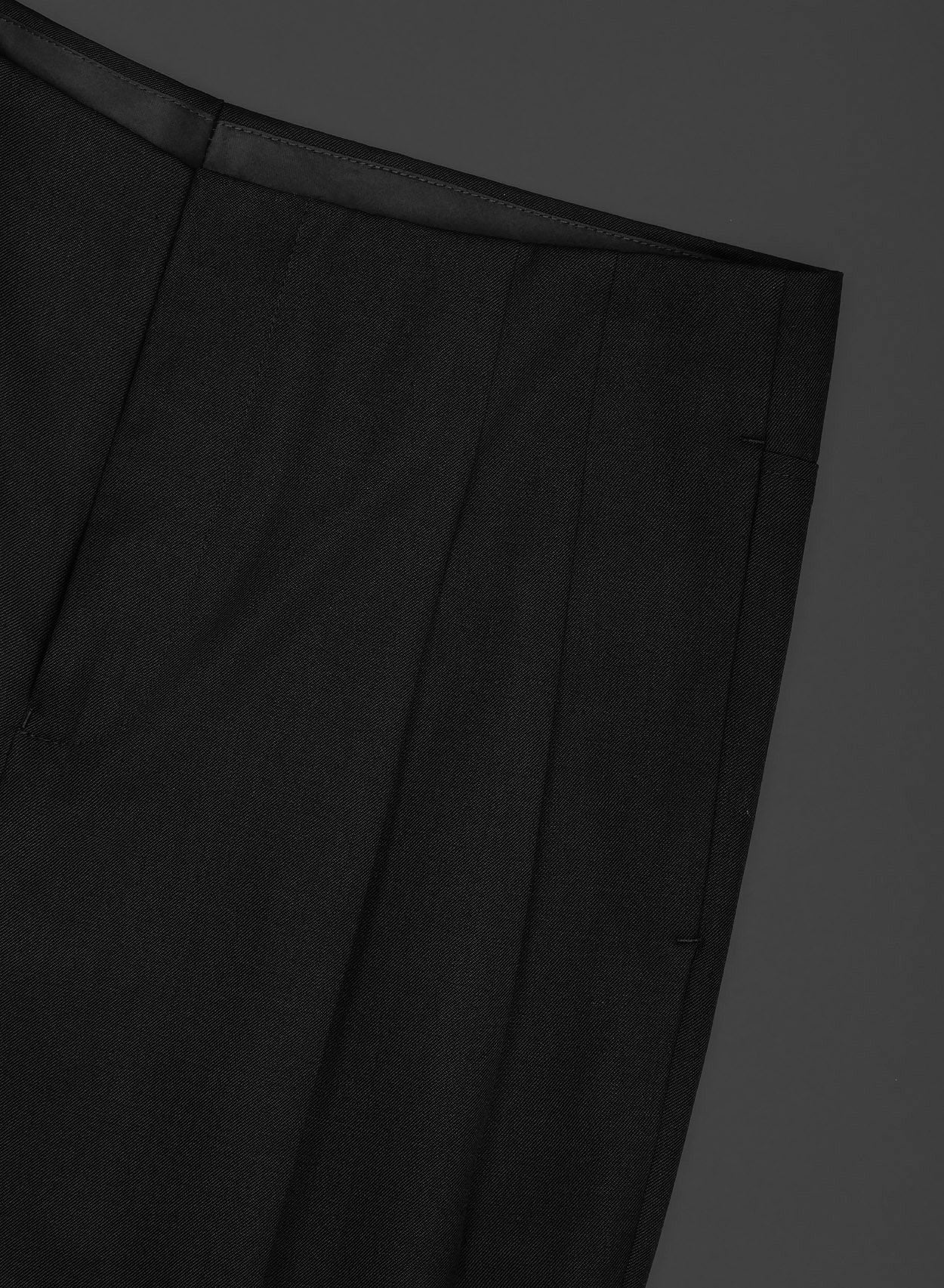 Black Pleated No Waistband Flare Trouser - Image 2