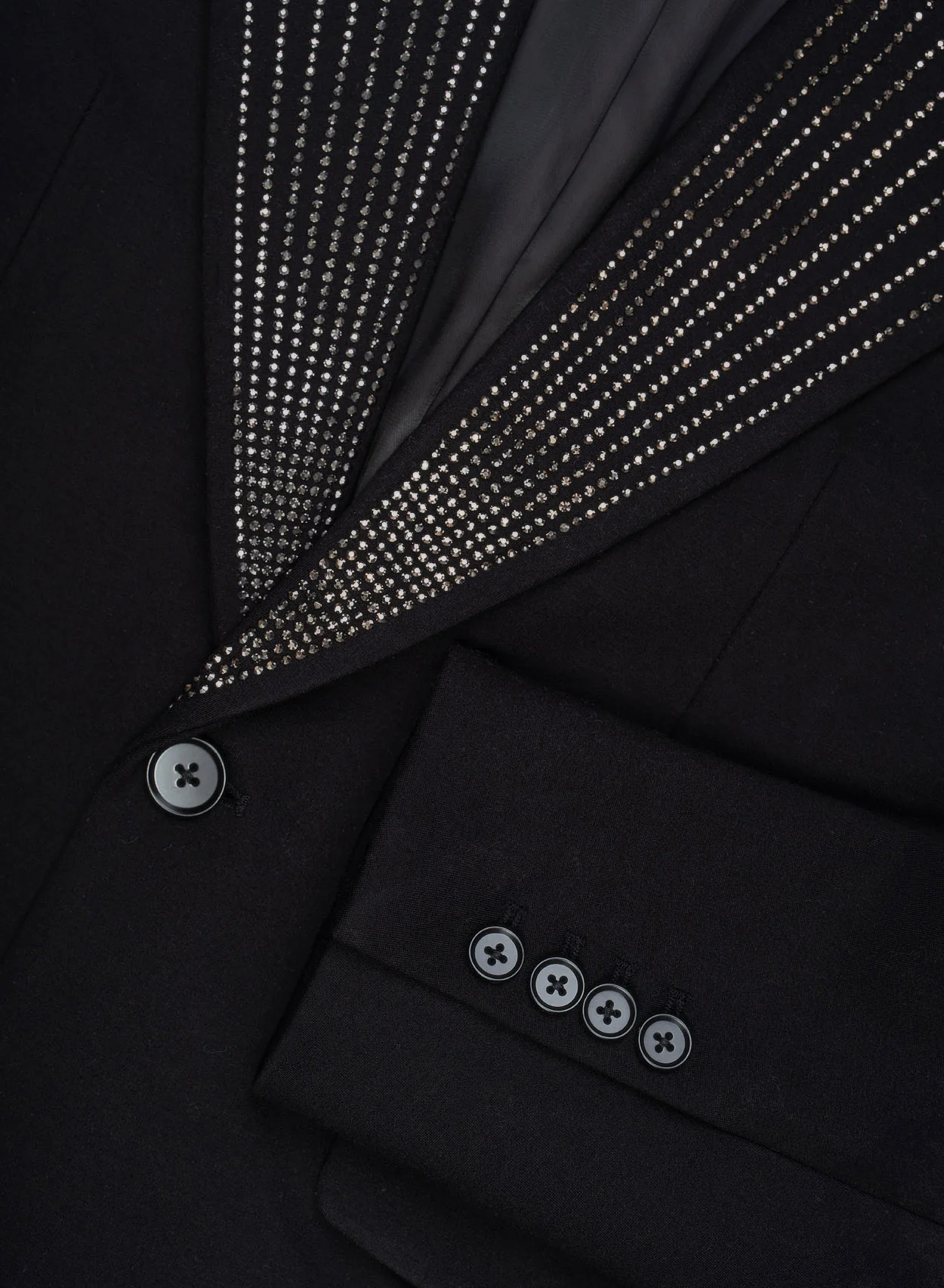 Black Rhinestone Embellished Lapel Blazer - Image 6