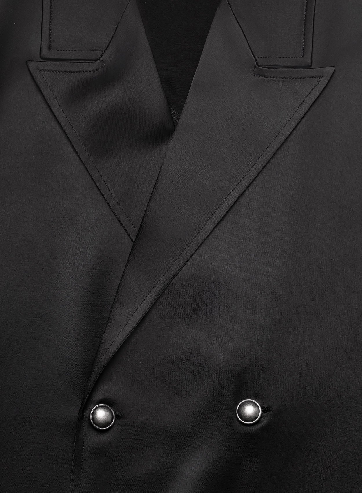 Black Double Breast Silver Button Satin Shirt - Image 3