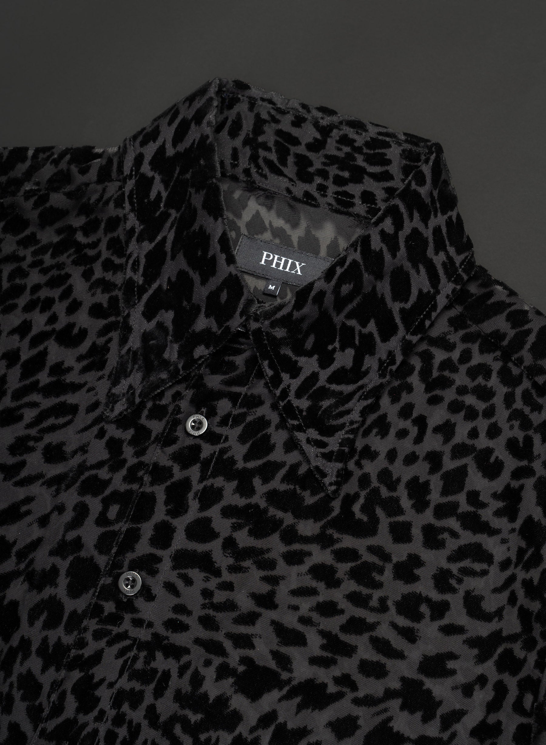 Black Semi Sheer Leopard Effect Velvet Shirt - Image 6