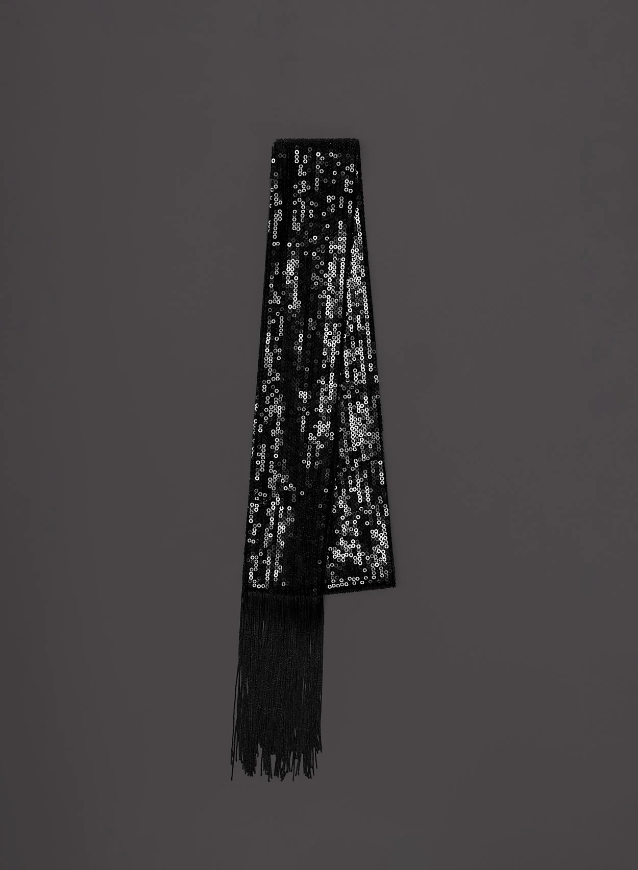 Black Sequin Tassel Scarf - Image 3