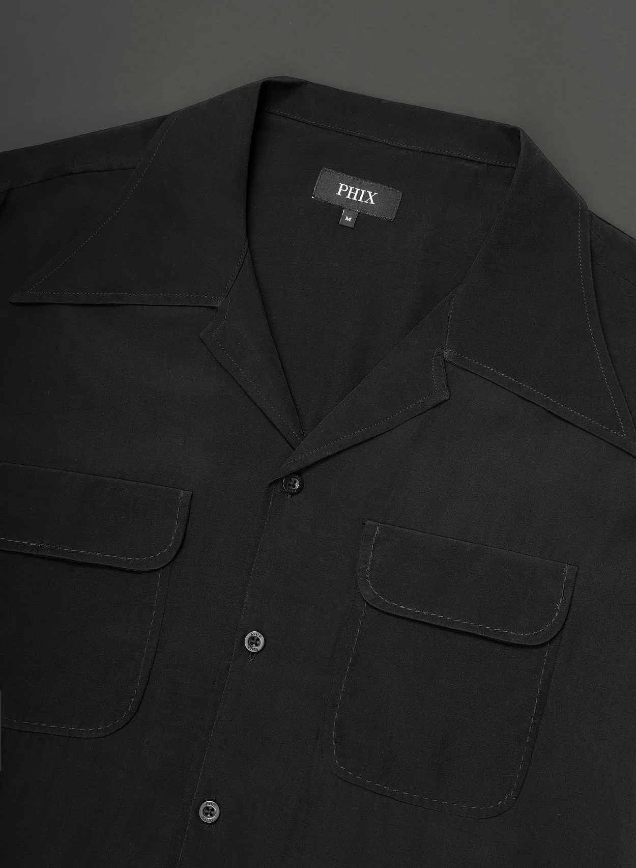 Black Exaggerated Cuban Collar Viscose Shirt - Image 5