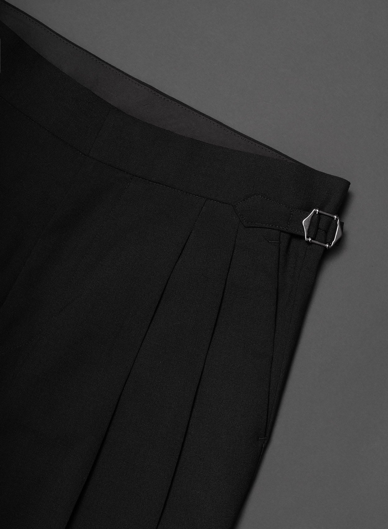 Black Side Buckle Wool Flare Trousers - Image 5