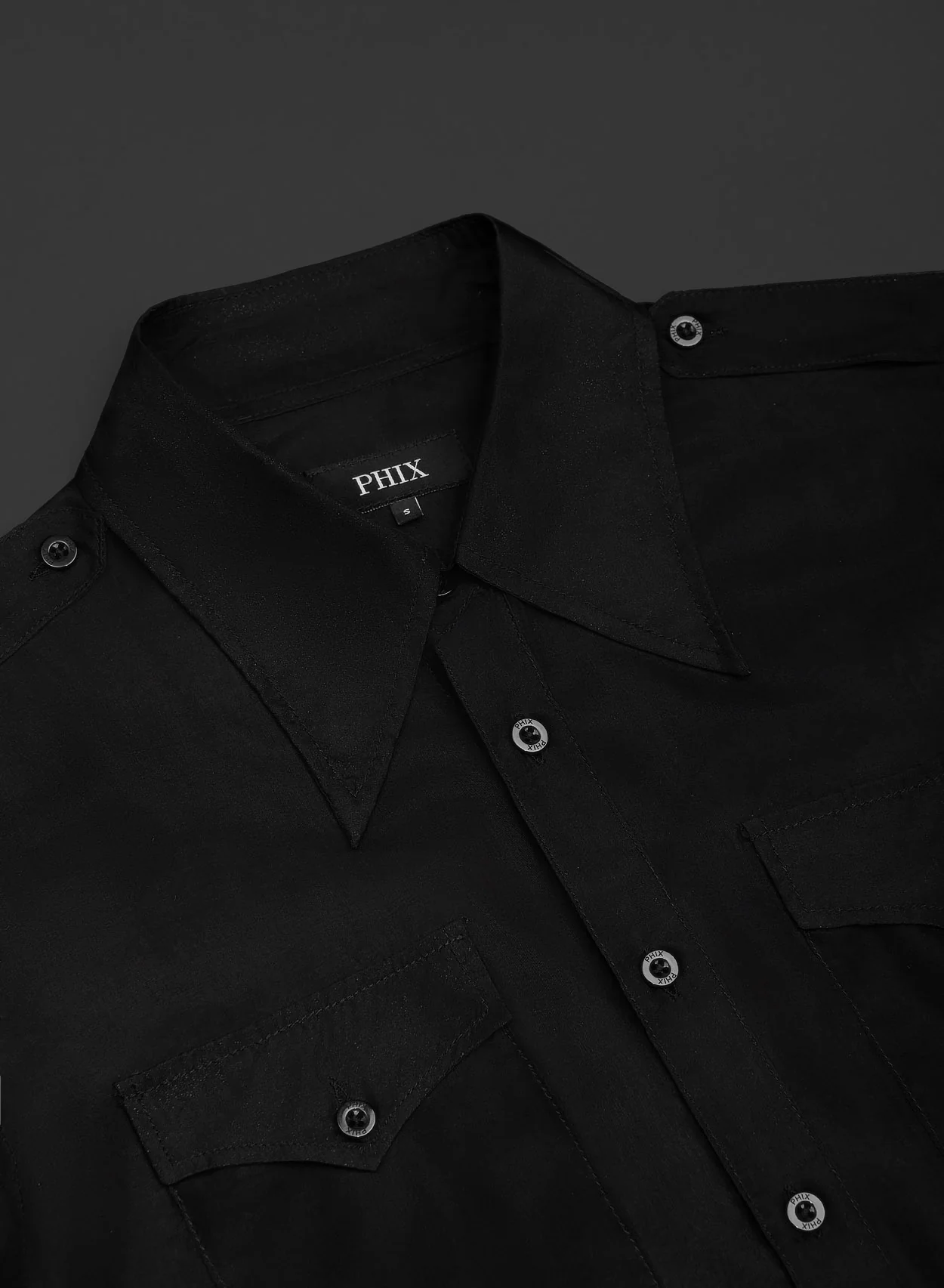 Black Silk Chiffon Button Down Shirt - Image 5