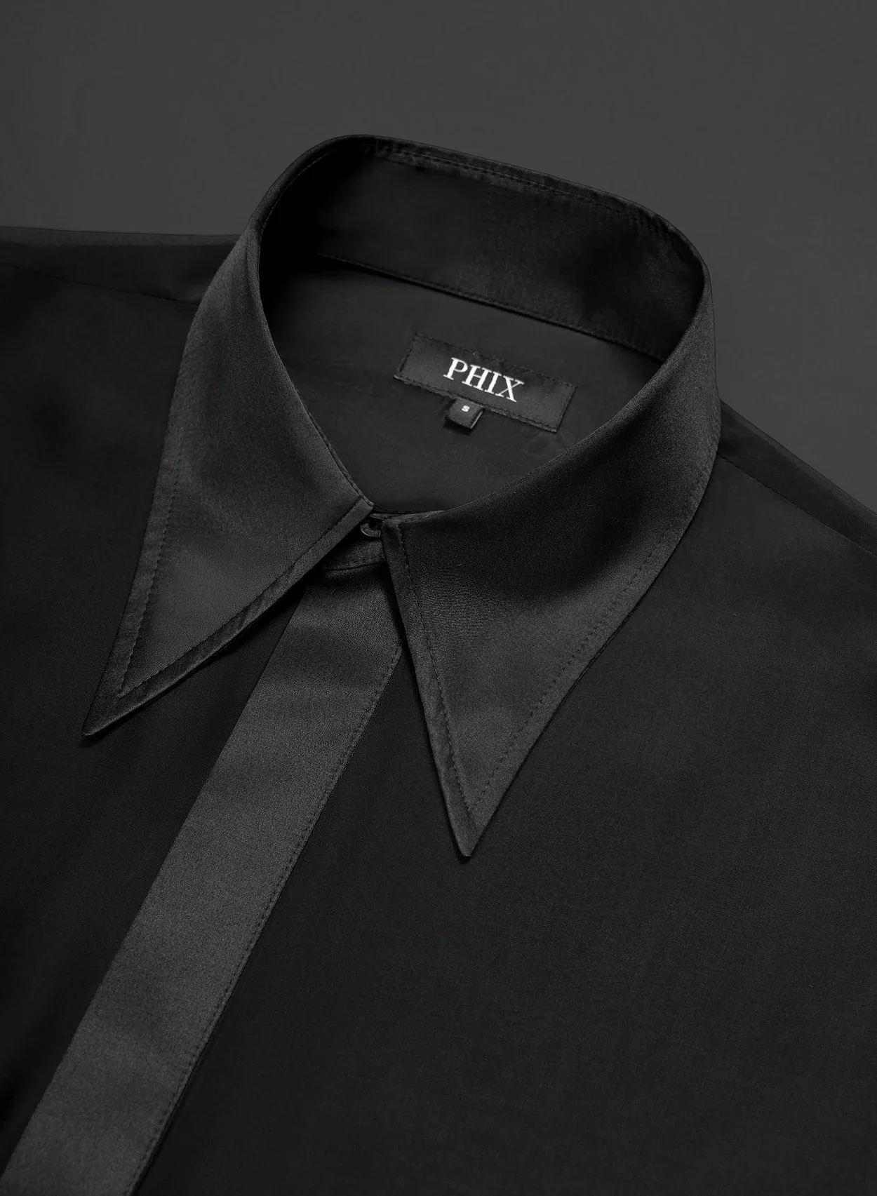 Black Silk Semi Sheer Chiffon Shirt - Image 2