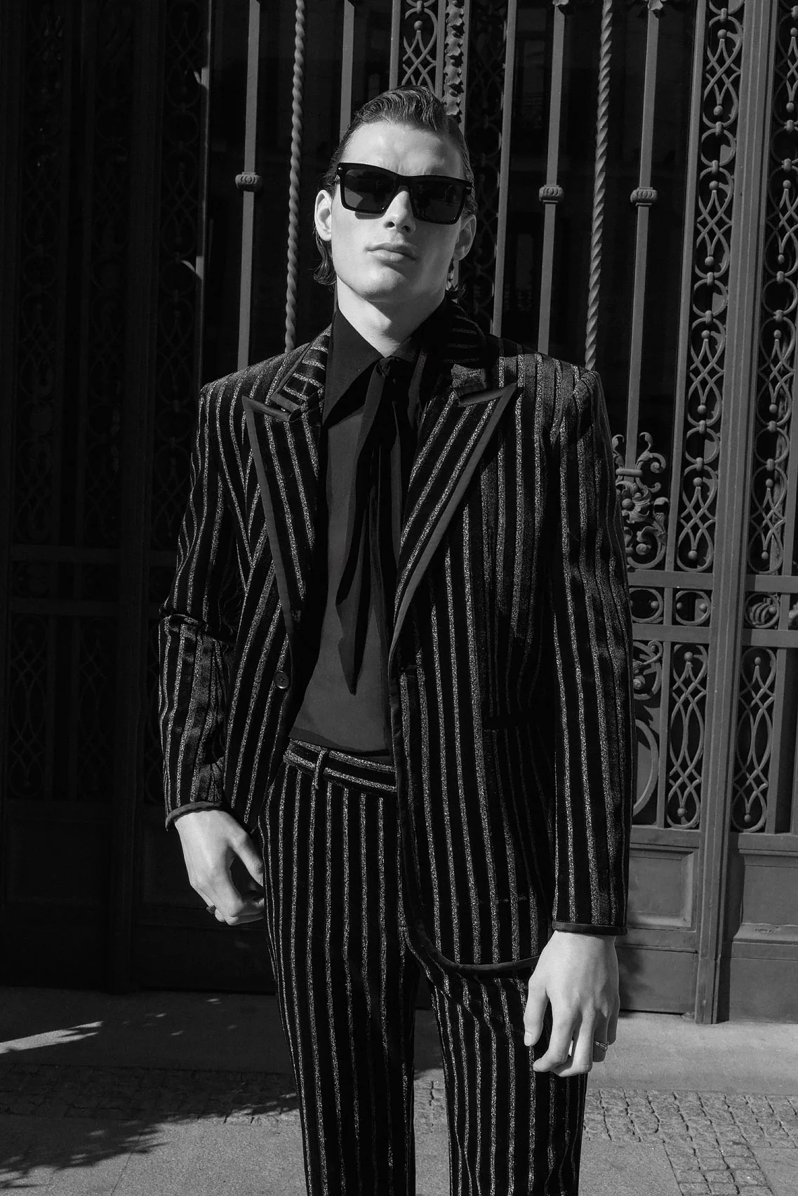 Black Velvet Silver Stripe Blazer - Image 2