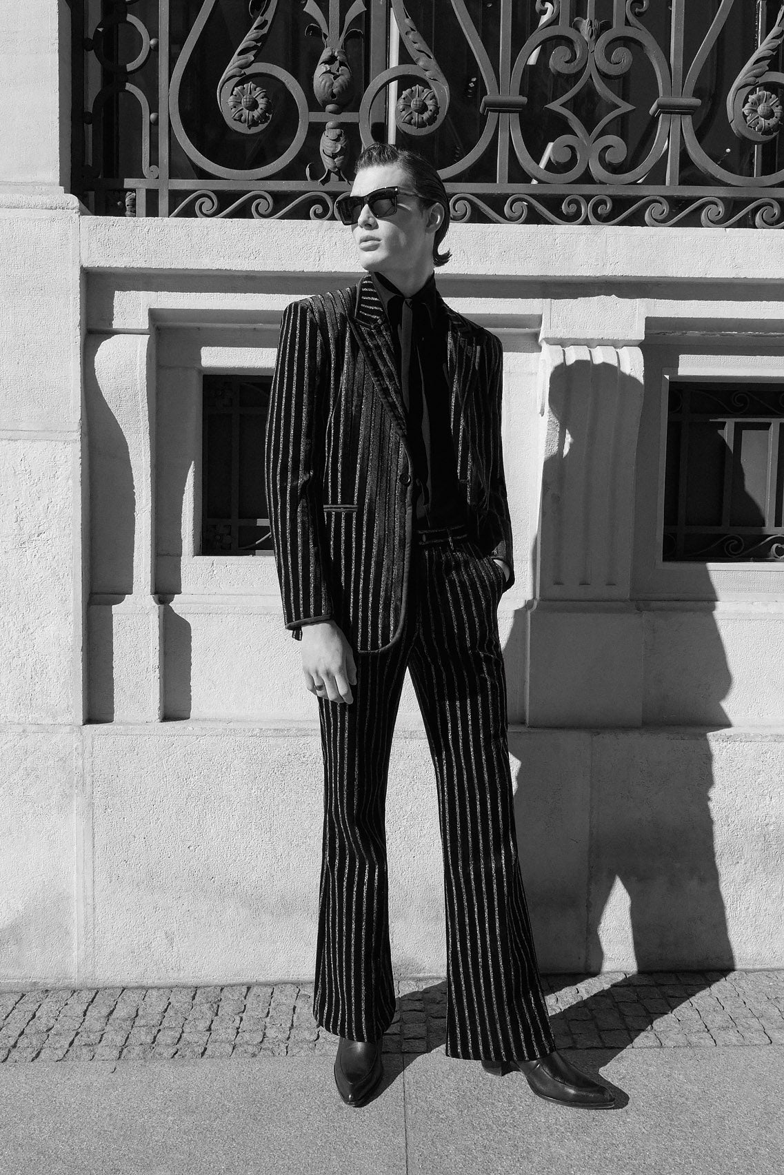 Black Velvet Silver Stripe Blazer - Image 3