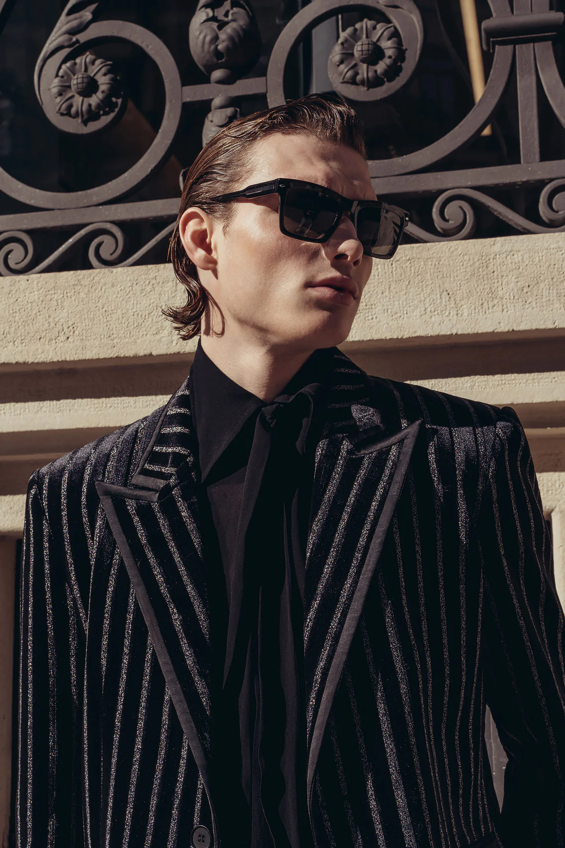 Black Velvet Silver Stripe Blazer - Image 4