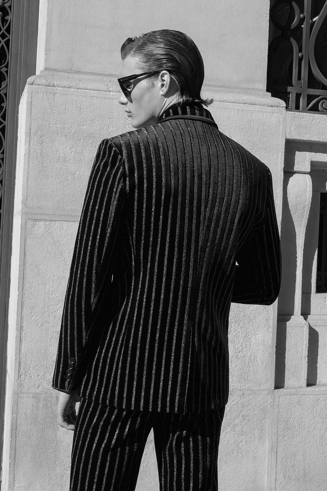 Black Velvet Silver Stripe Blazer - Image 5
