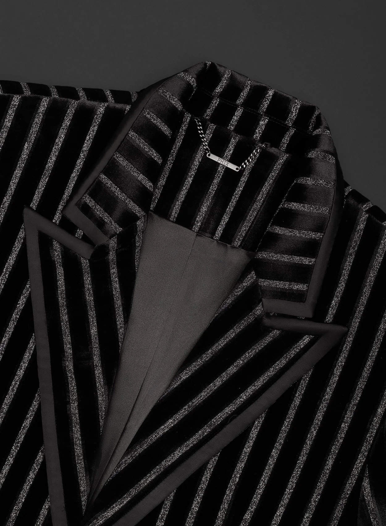 Black Velvet Silver Stripe Blazer - Image 7