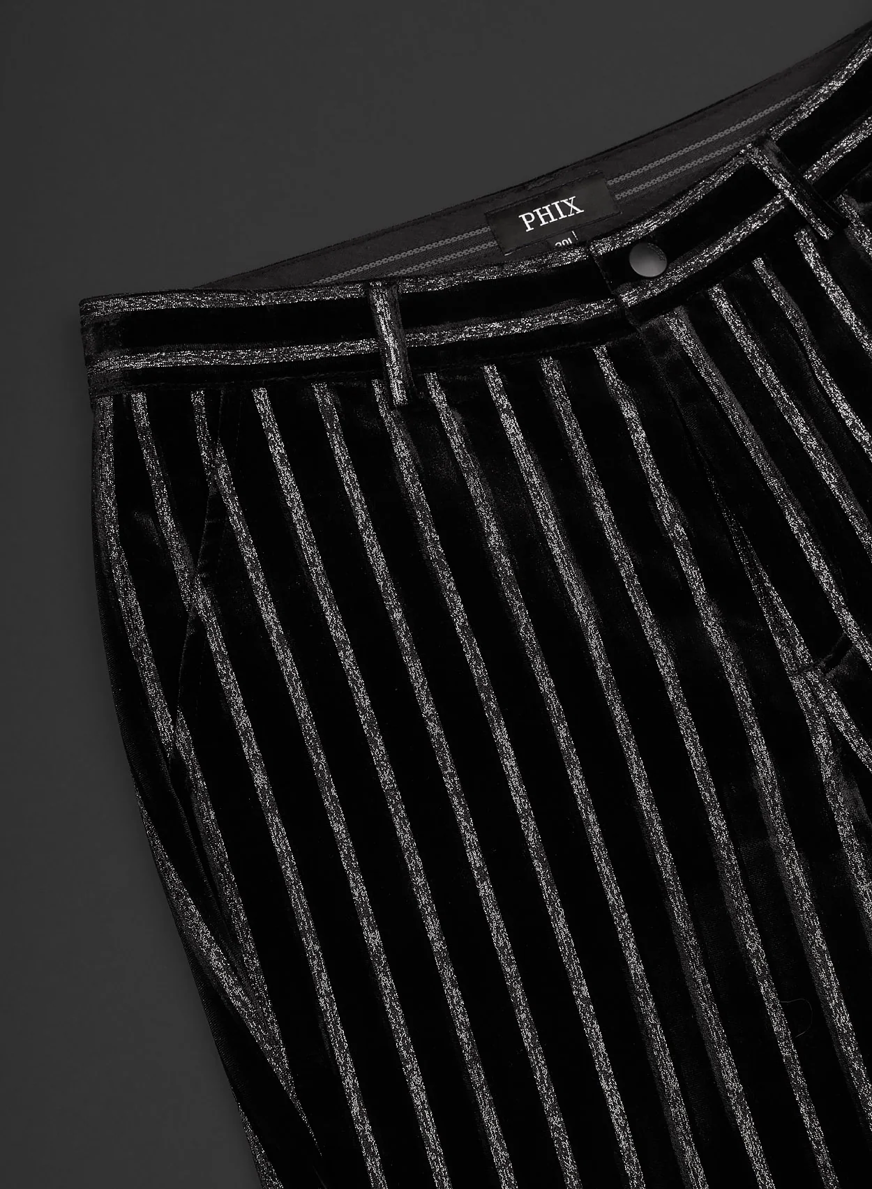 Black Silver Stripe Velvet Flare Trousers - Image 5