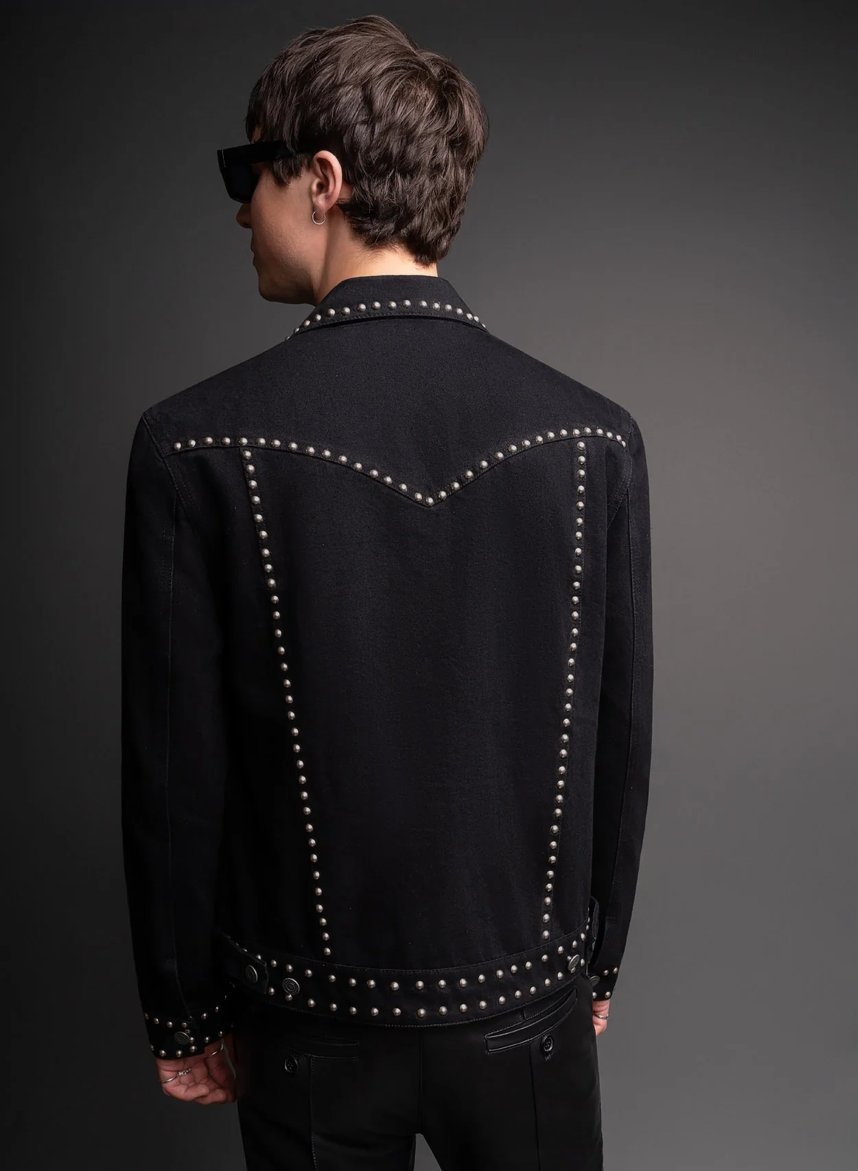 Black Studded Denim Jacket - Image 4