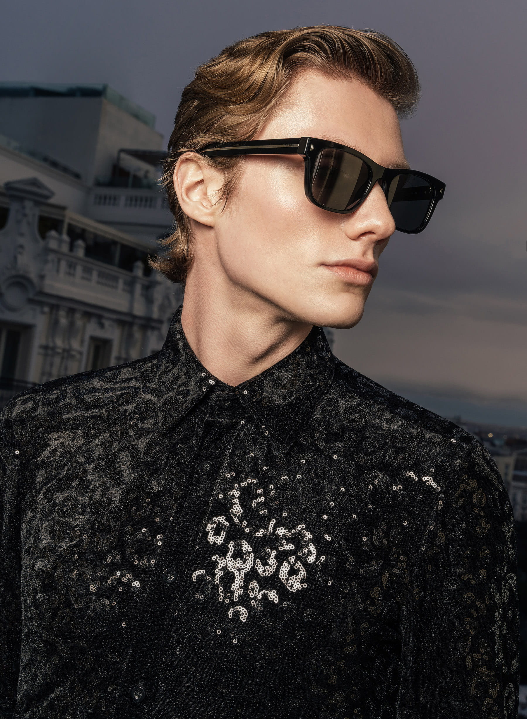 Black Velvet Leopard Sequin Shirt - Image 3