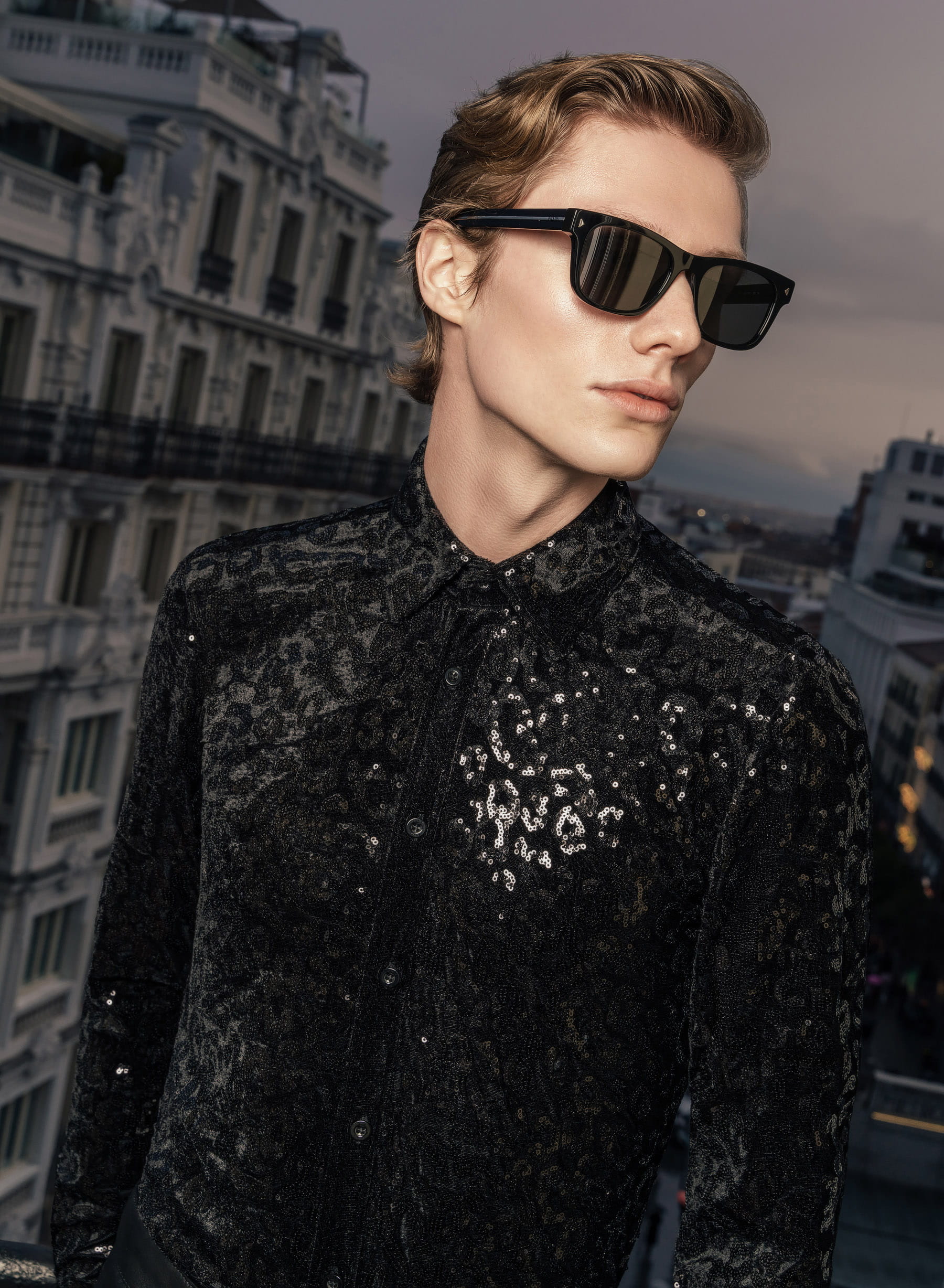 Black Velvet Leopard Sequin Shirt - Image 4