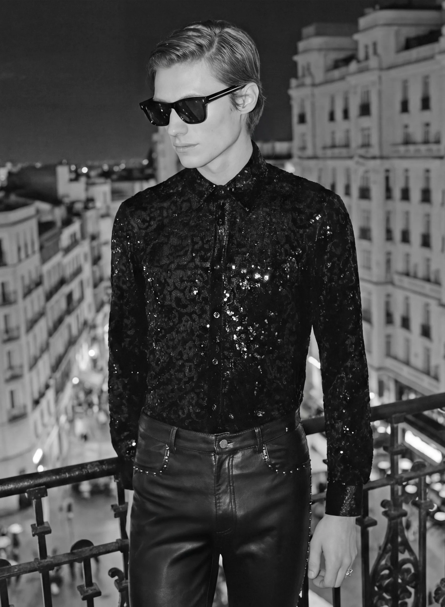 Black Velvet Leopard Sequin Shirt - Image 5