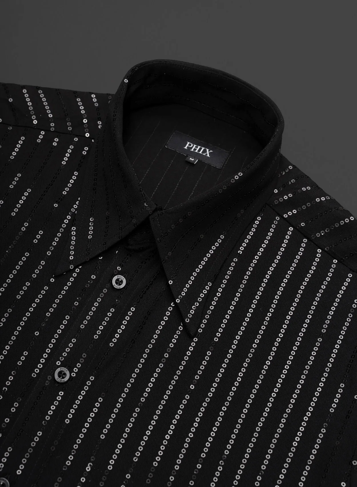 Black Viscose Sequin Pinstripe Shirt - Image 6