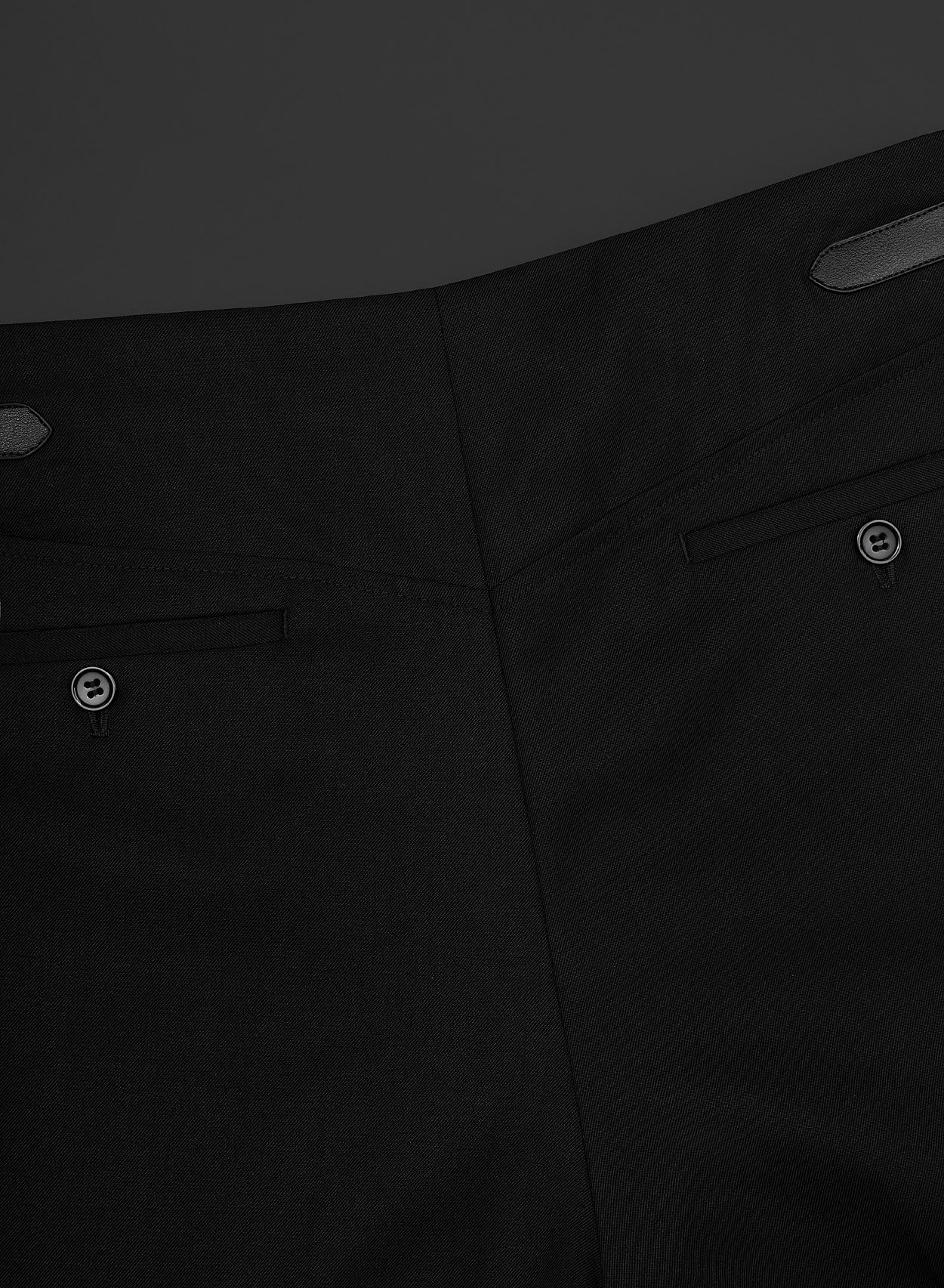 Black Wool Leather Side Buckle Wide Leg Flare Trouser - Image 5