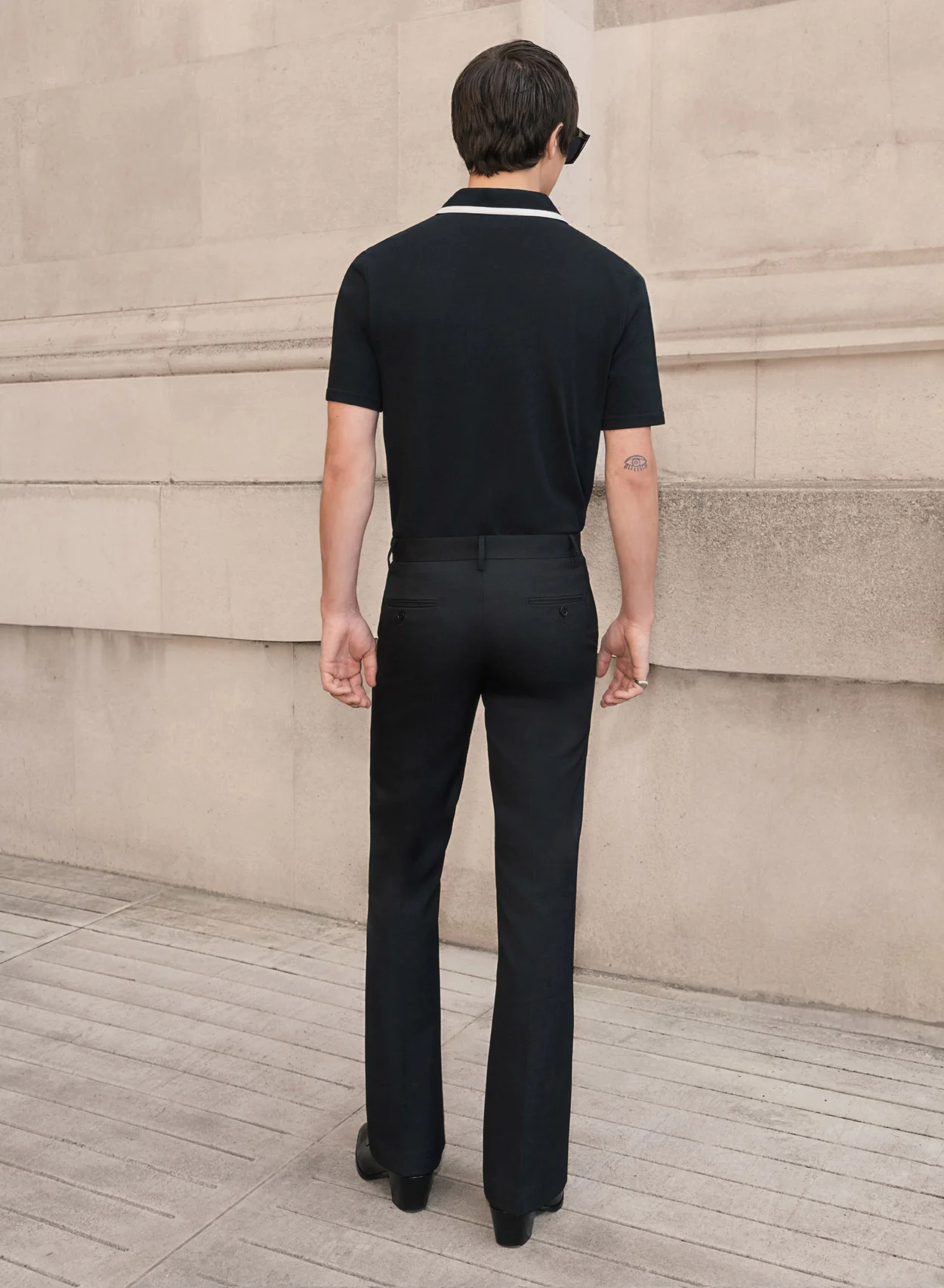 Black Wool Pin Belt Flare - Image 4