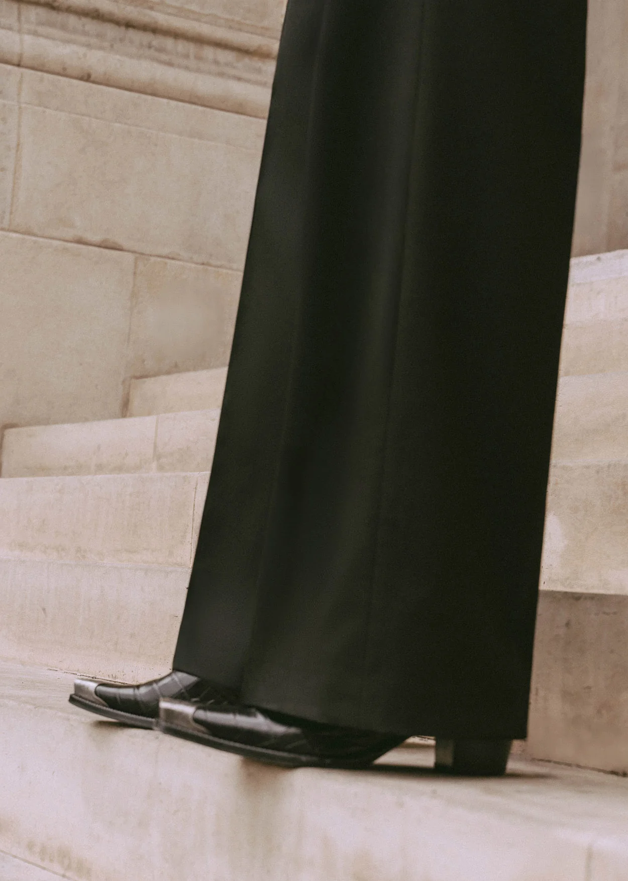 Black Wool Western Side Buckle Flare Trouser - Image 4