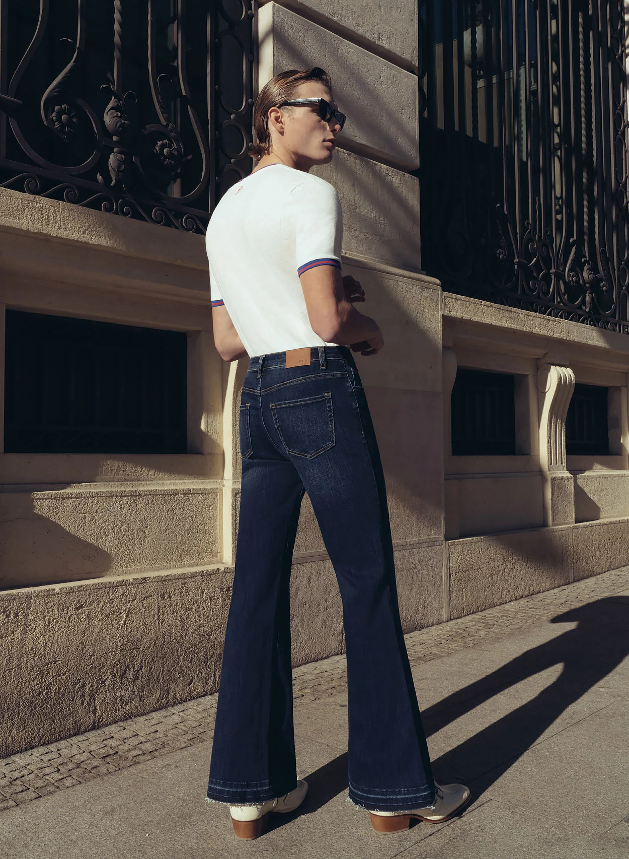 Blue Indigo Denim Distressed Effect Flare Jeans - Image 4